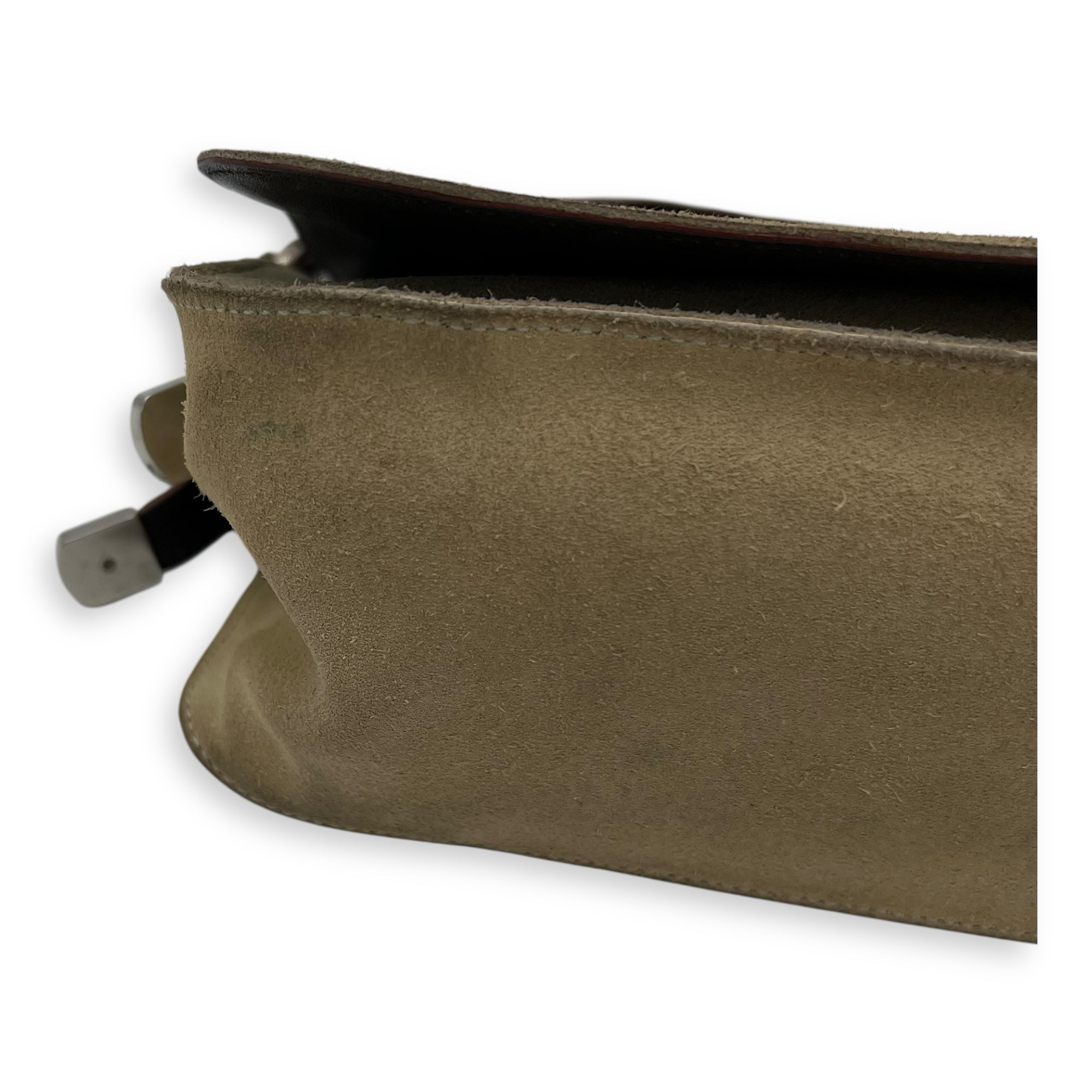 Anagram Shoulder Bag Brown in Suede Leather, Silver hardware - Image 11