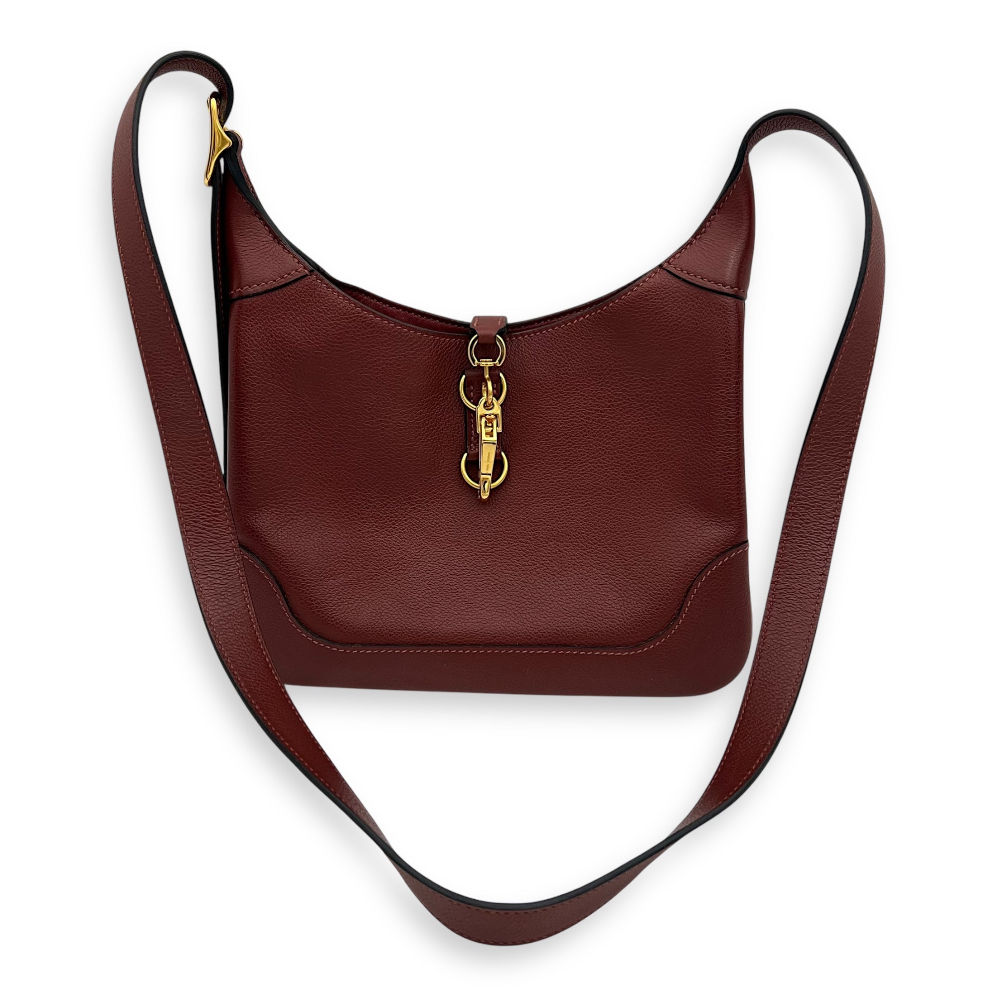Trim Duo 24 Rouge H Shoulder Bag in Evercolor, Gold hardware - Image 11