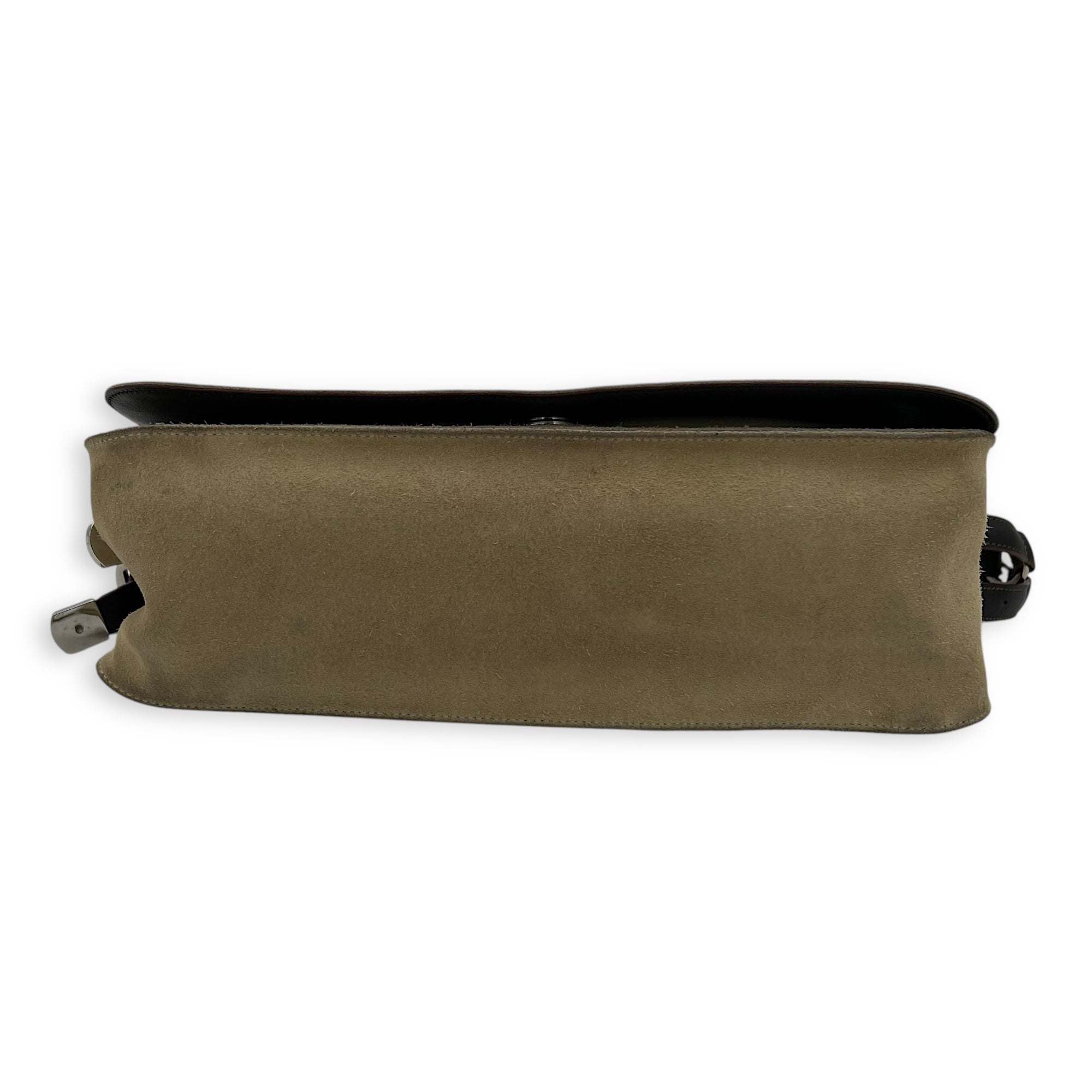 Anagram Shoulder Bag Brown in Suede Leather, Silver hardware - Image 6