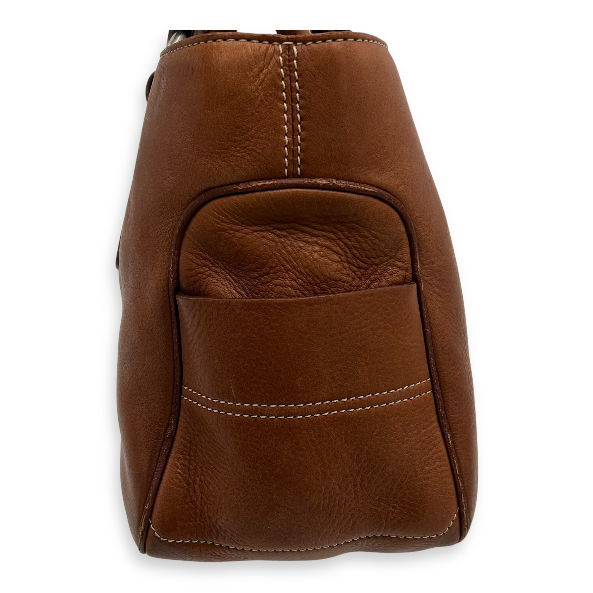 Boogie Top Handle Bag Brown in Calfskin, Silver hardware - Image 12