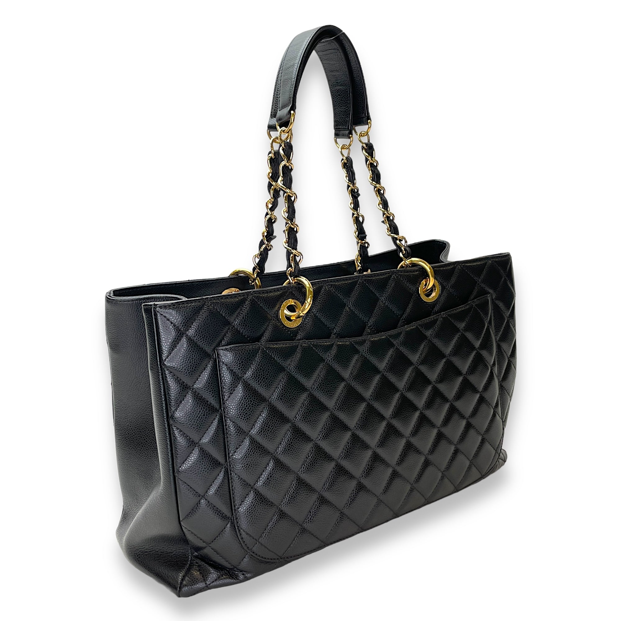 GST XL Black Shoulder Bag in Caviar Leather, Gold hardware - Image 5