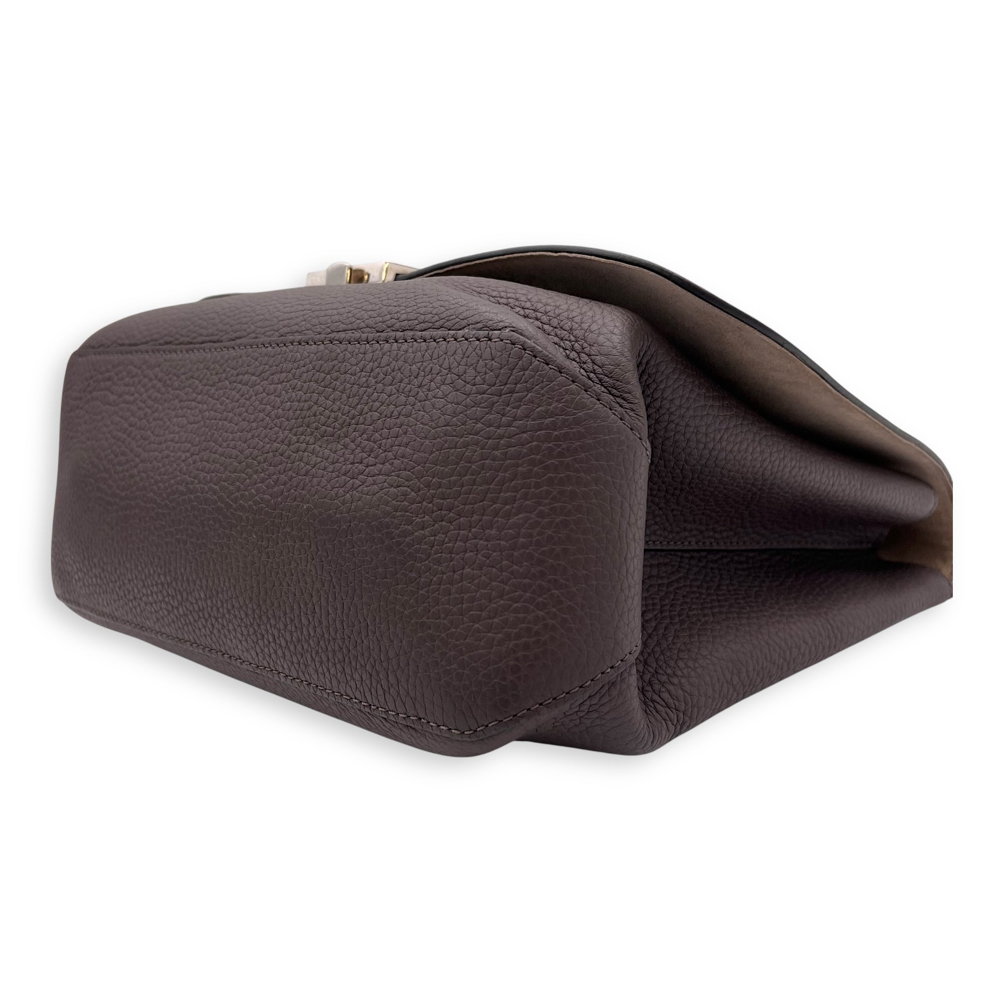 Volta Top Handle Bag Brown in Taurillon Leather, Silver hardware - Image 11