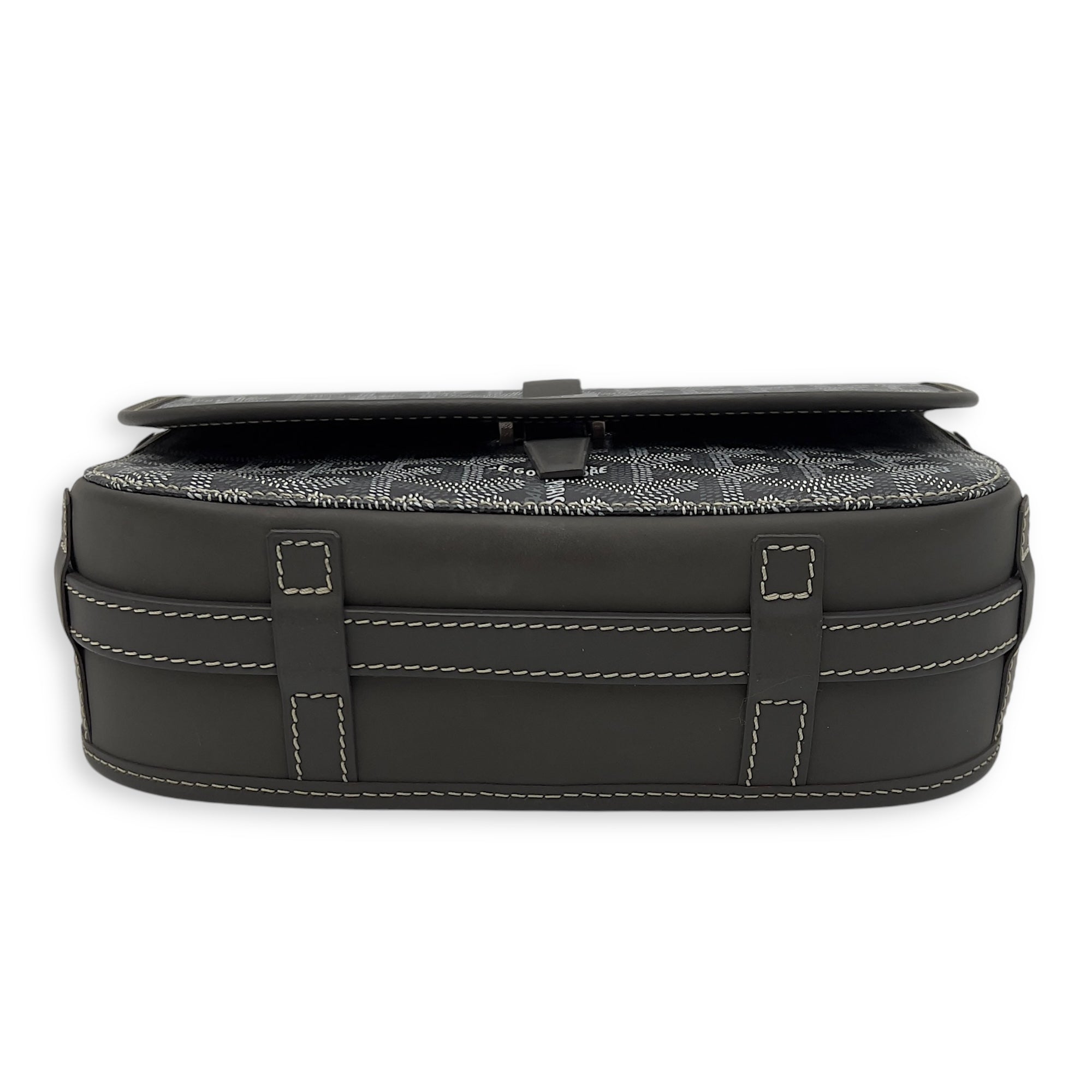 Belvedere Crossbody Bag Grey in Coated Canvas, Silver hardware - Image 6