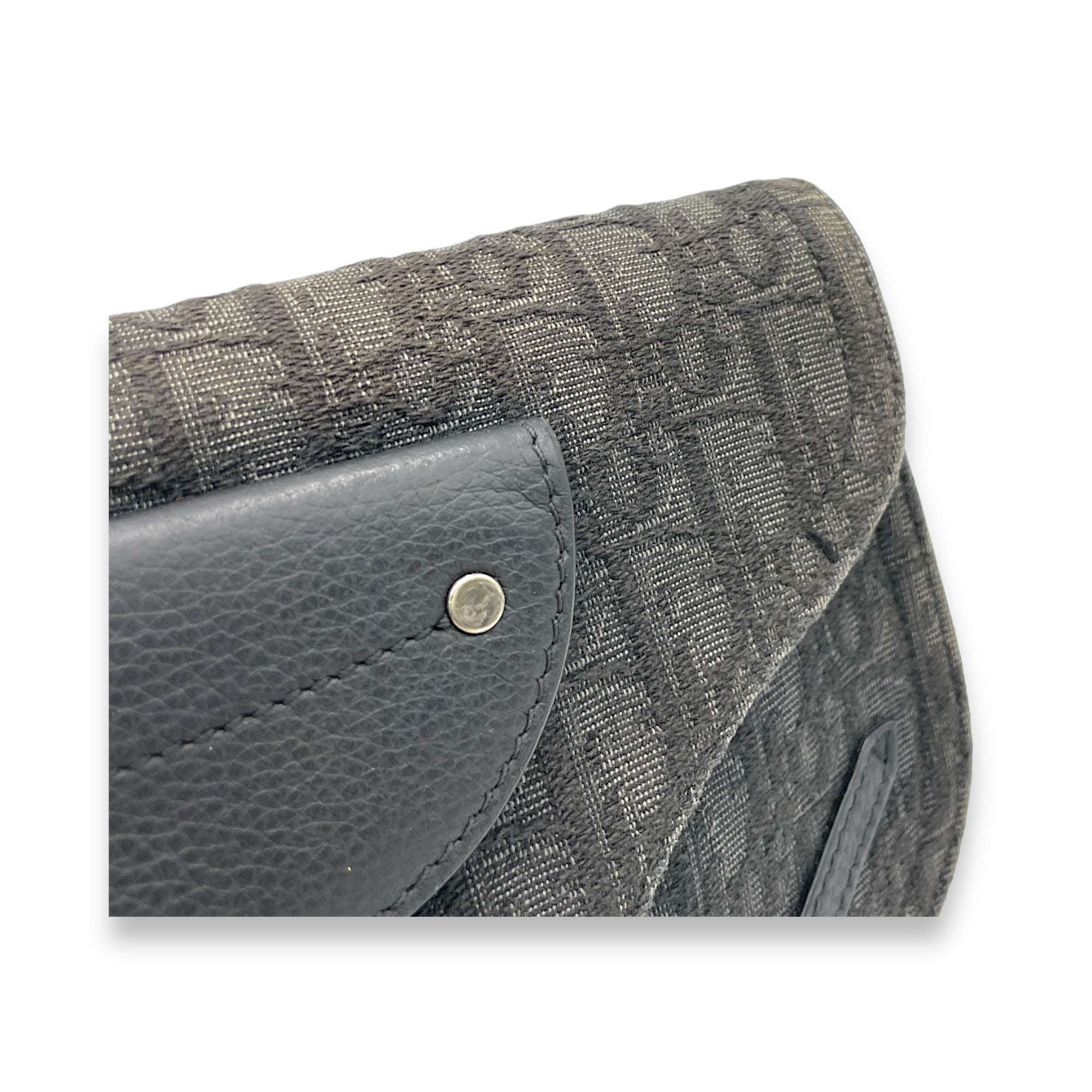 Saddle Black Crossbody Bag in Jacquard, Silver hardware - Image 10