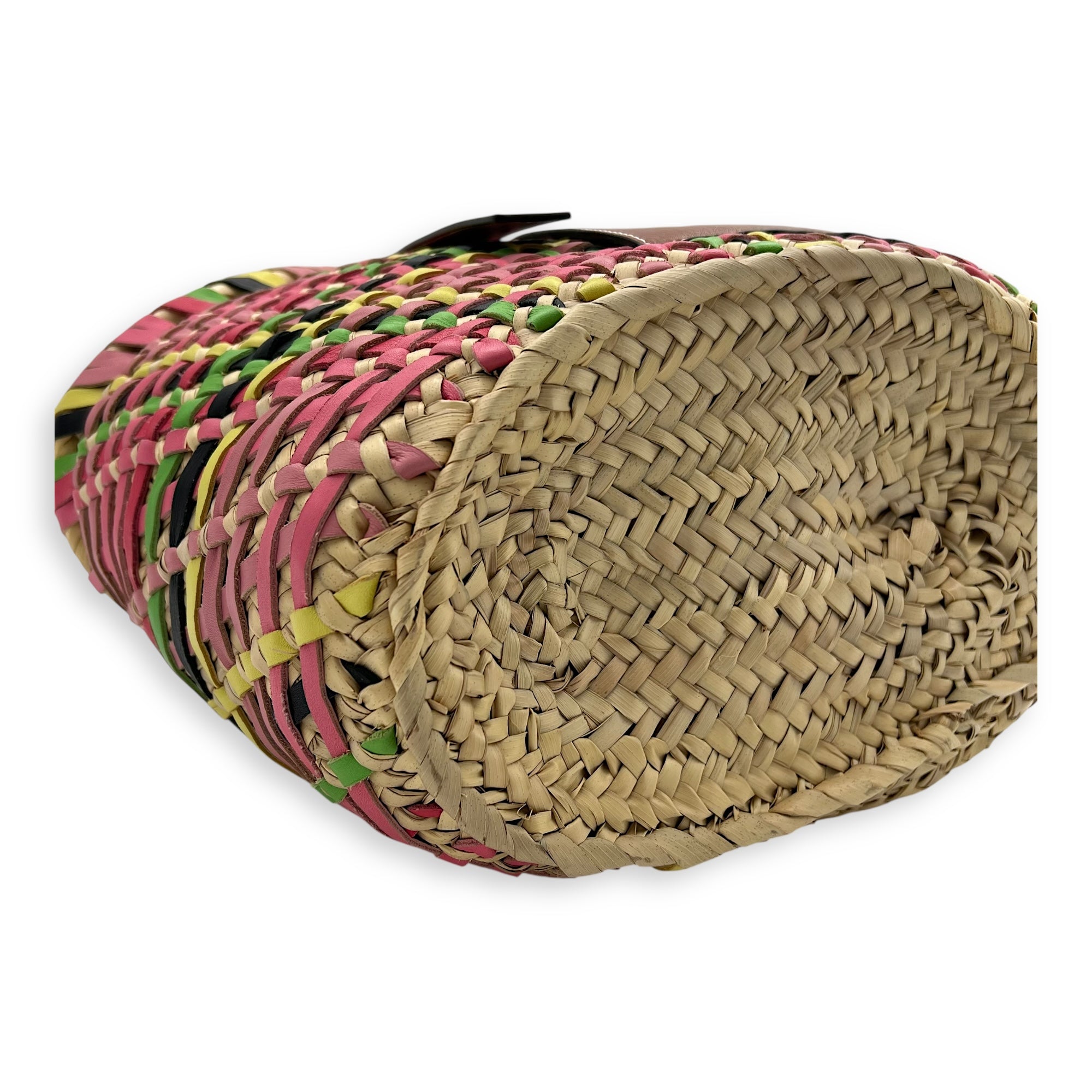 Basket Beige Top Handle Bag in Raffia, Silver hardware - Image 9
