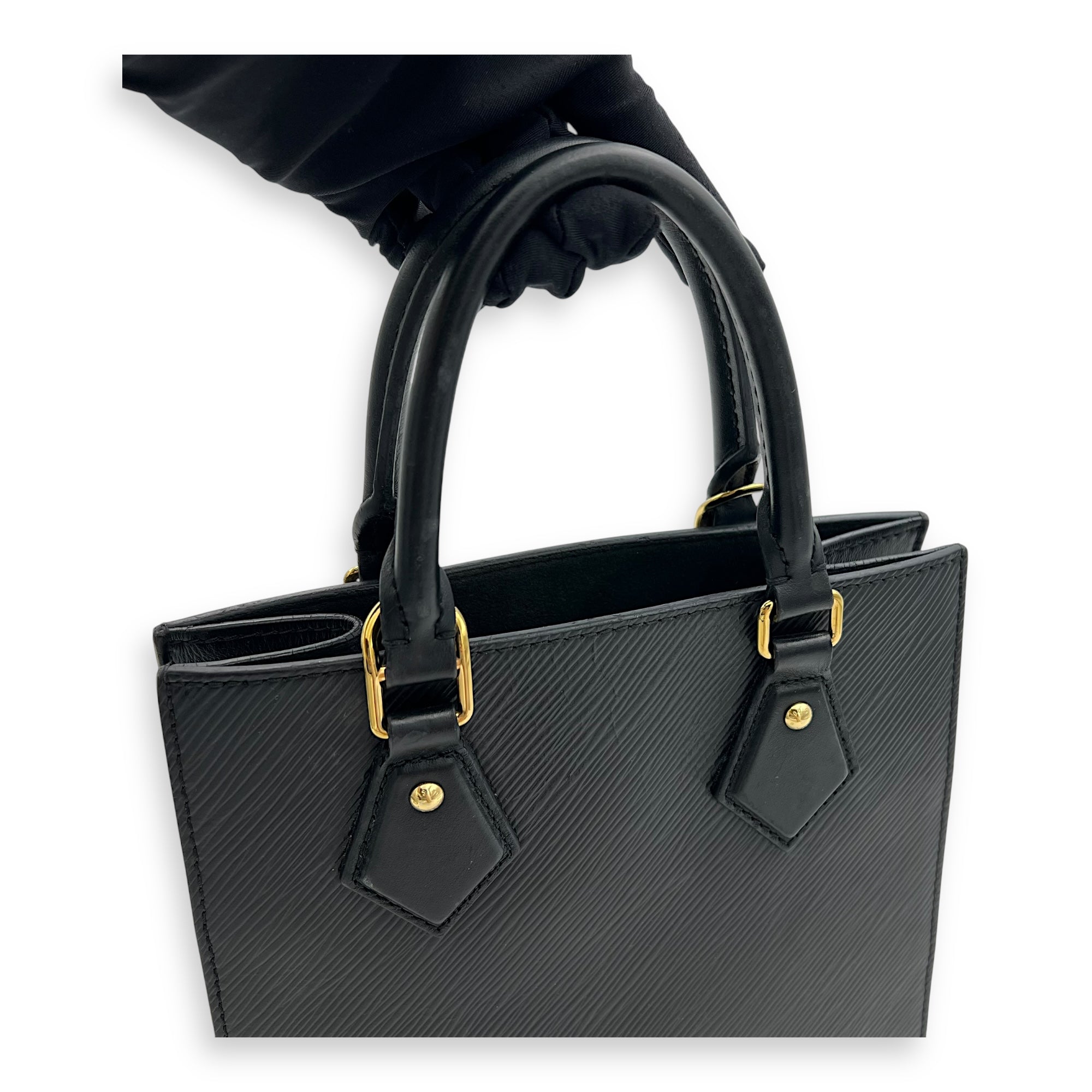 Sac Plat Top Handle Bag Black in Epi Leather, Gold hardware - Image 12