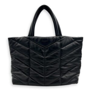 Puffer Tote Bag Black in Lambskin, Black hardware