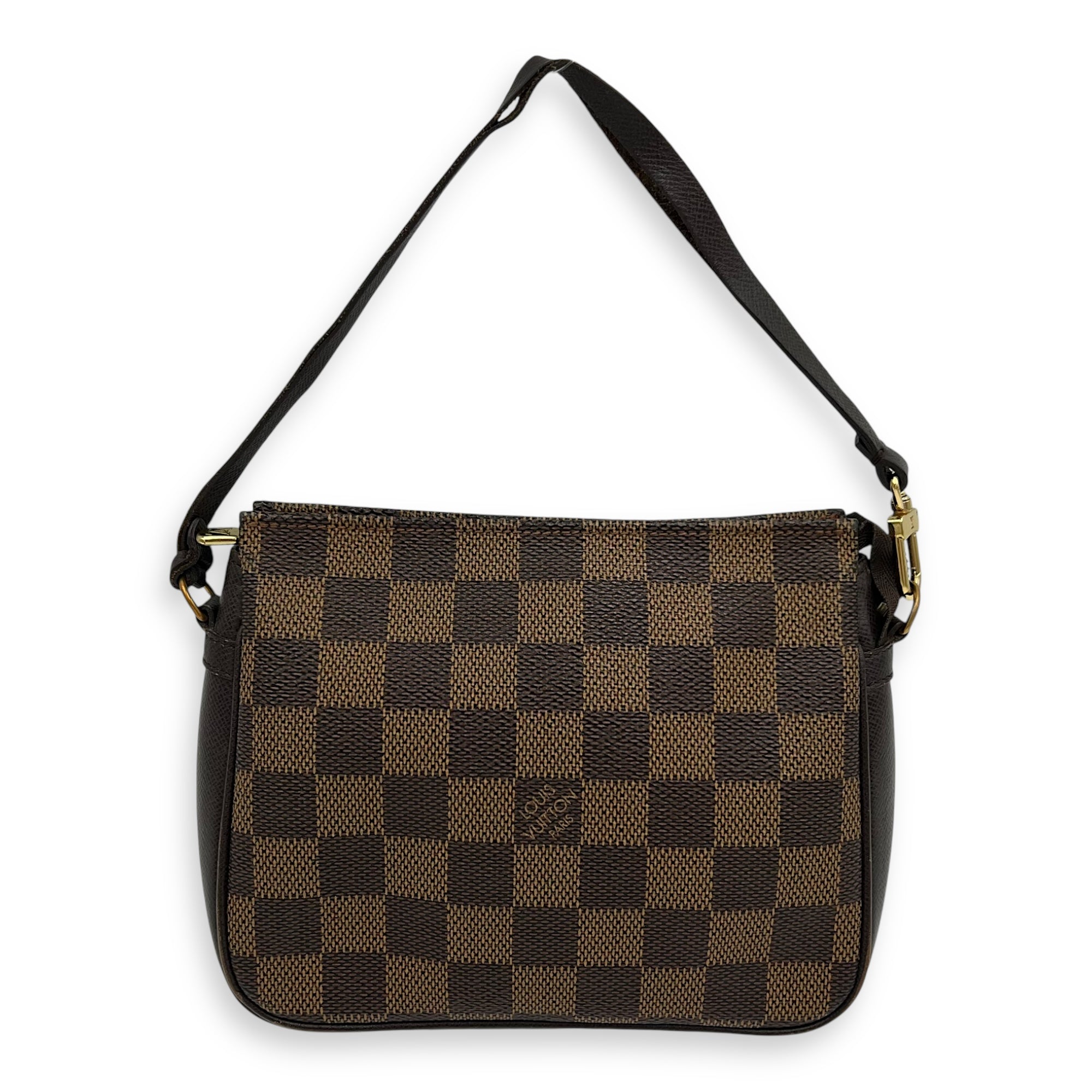 Trousse Pouch Brown in Coated Canvas, Gold hardware