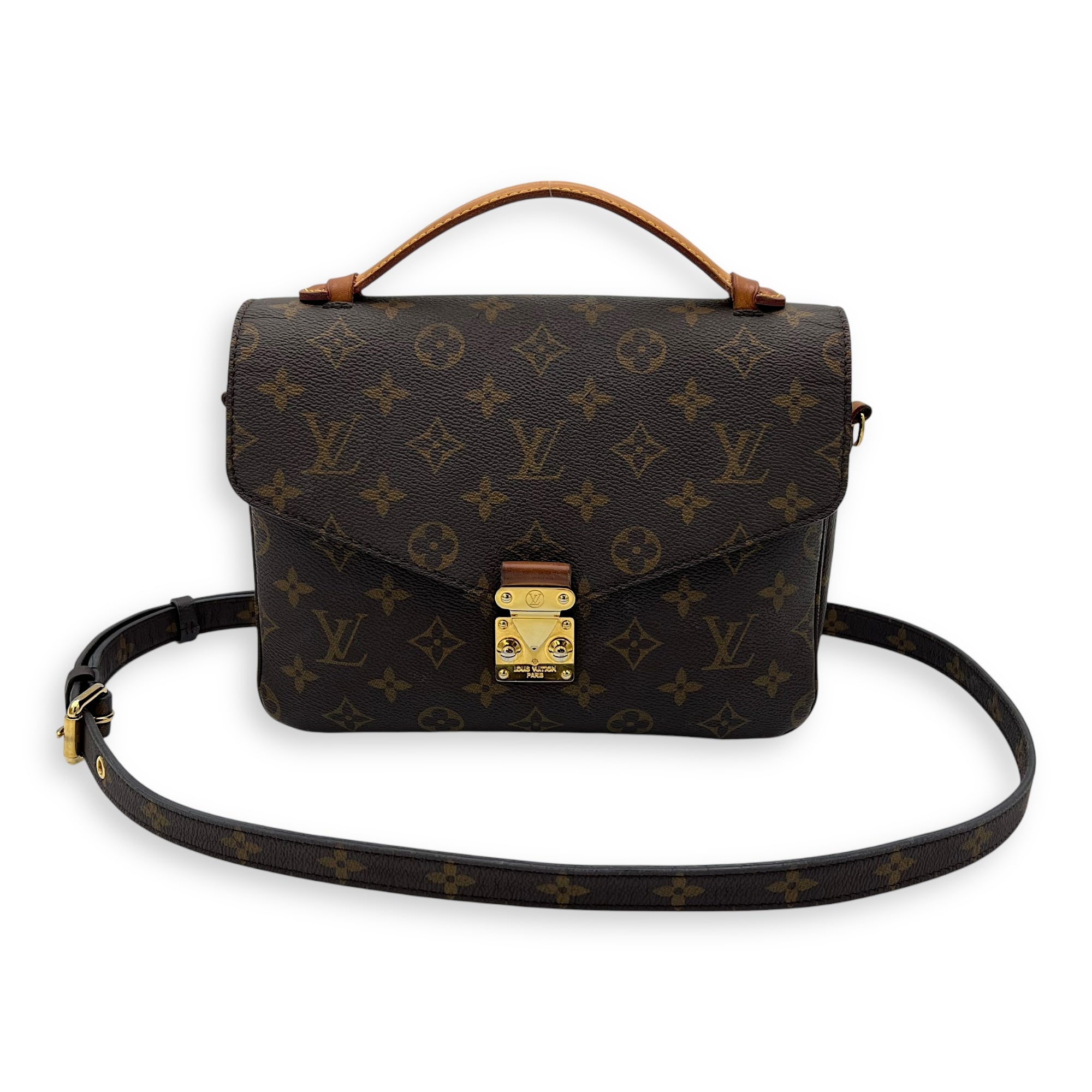 Metis Brown Crossbody Bag in Monogram Coated Canvas, Gold hardware - Image 16