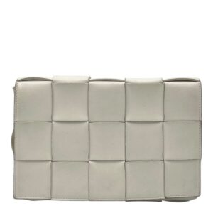 Cassette Crossbody Bag White in Calfskin, Silver hardware
