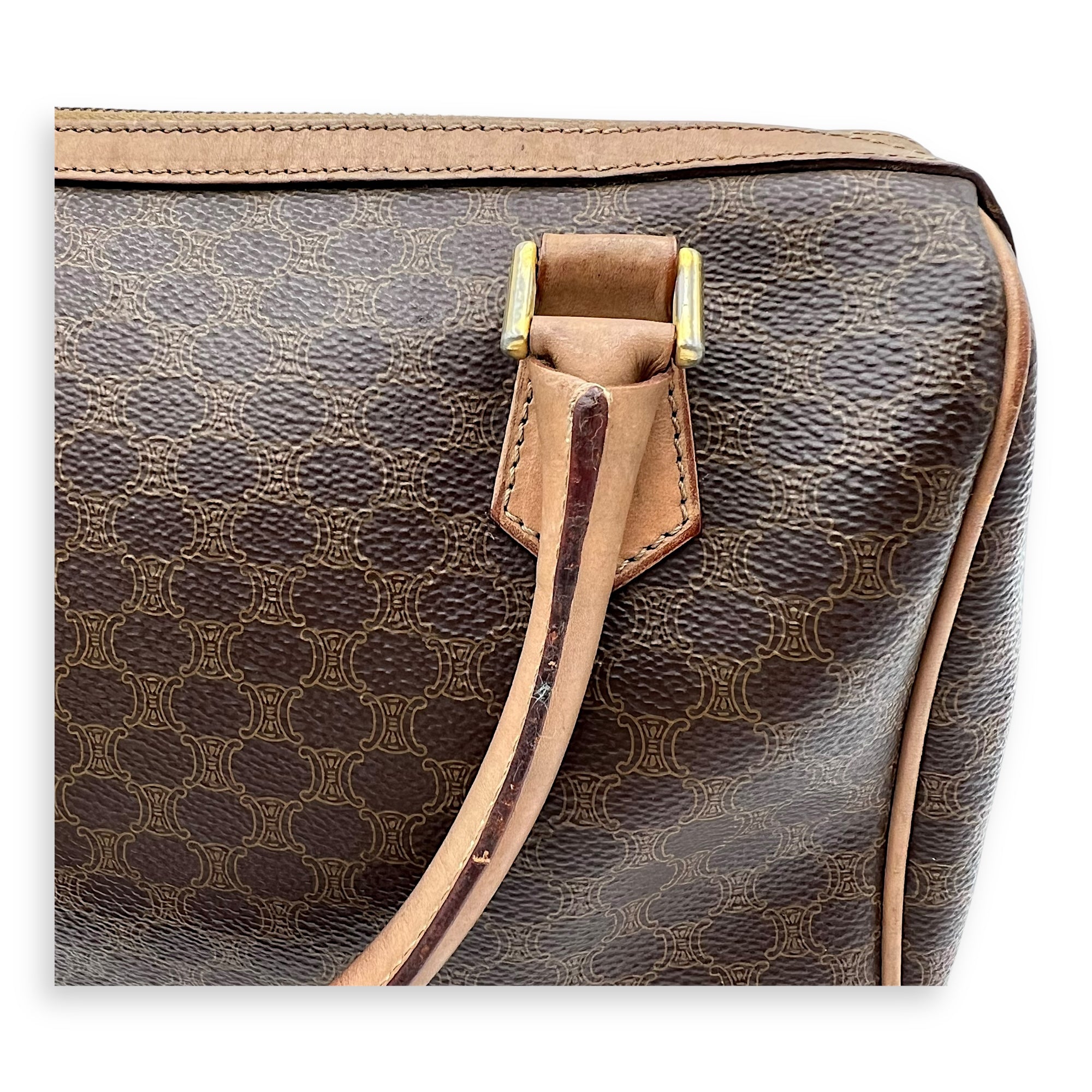 Macadam Top Handle Bag Brown in Coated Canvas, Gold hardware - Image 13