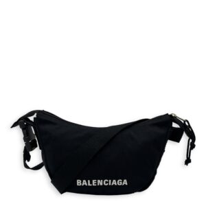 Logo Shoulder Bag Black in Canvas, Silver hardware