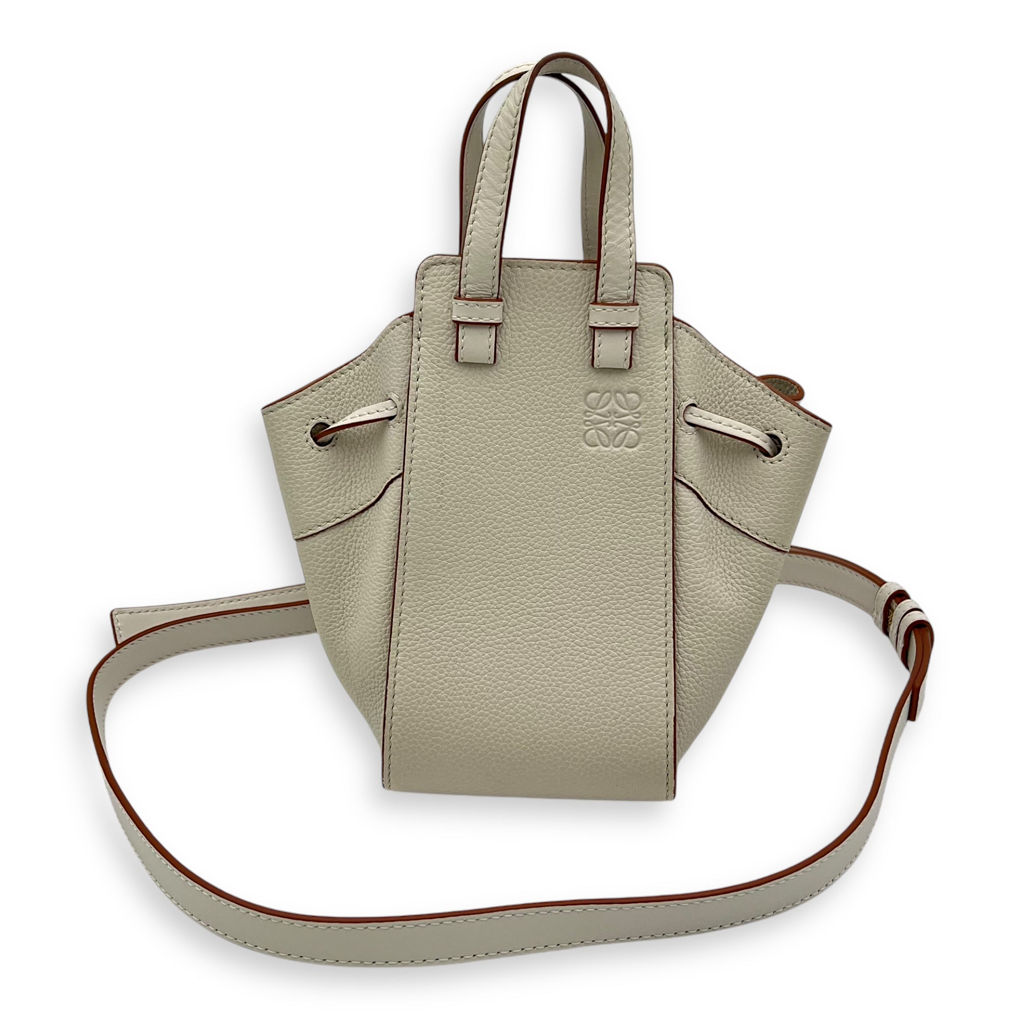 Hammock Crossbody Bag Mini White in Calfskin, Gold hardware - Image 11