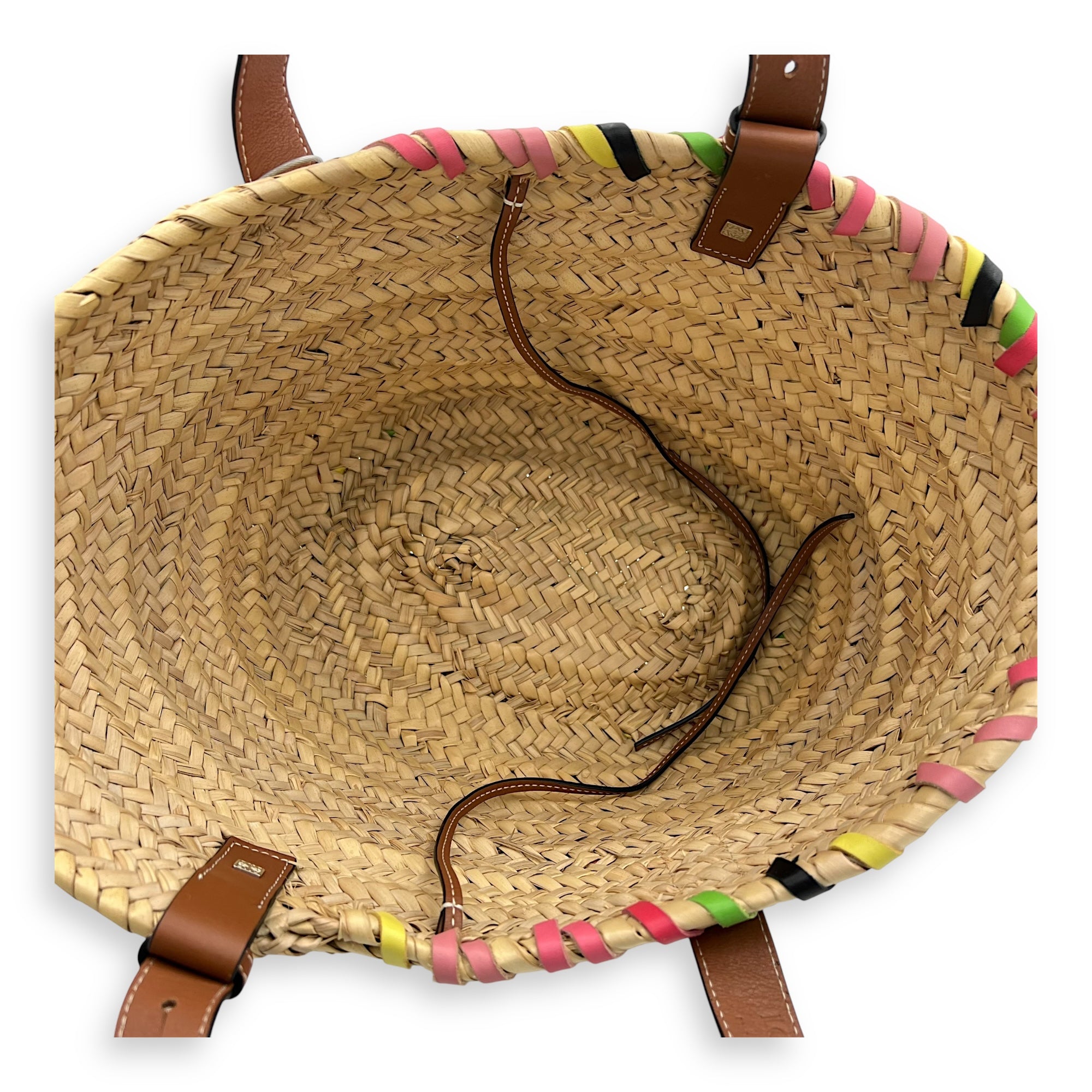 Basket Beige Top Handle Bag in Raffia, Silver hardware - Image 7