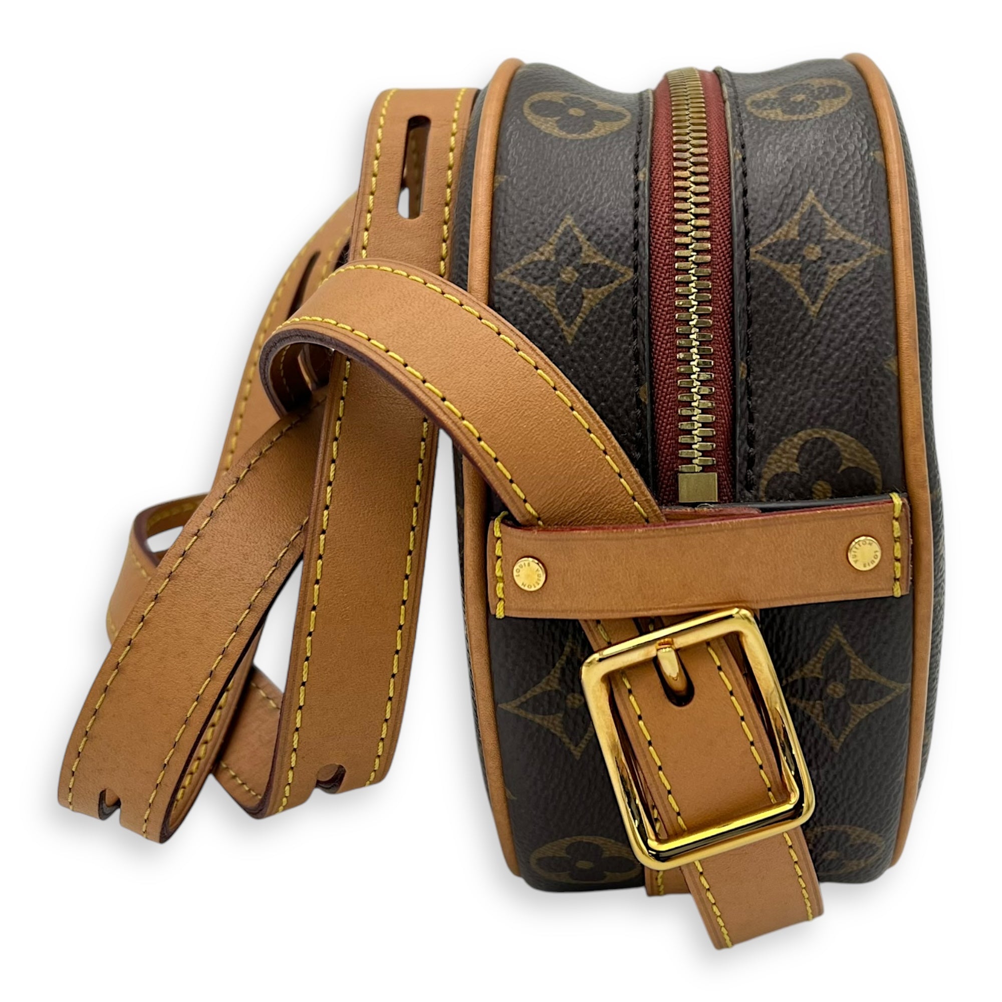 Boite a Chapeau PM Brown Crossbody Bag in Monogram Coated Canvas, Gold hardware - Image 5