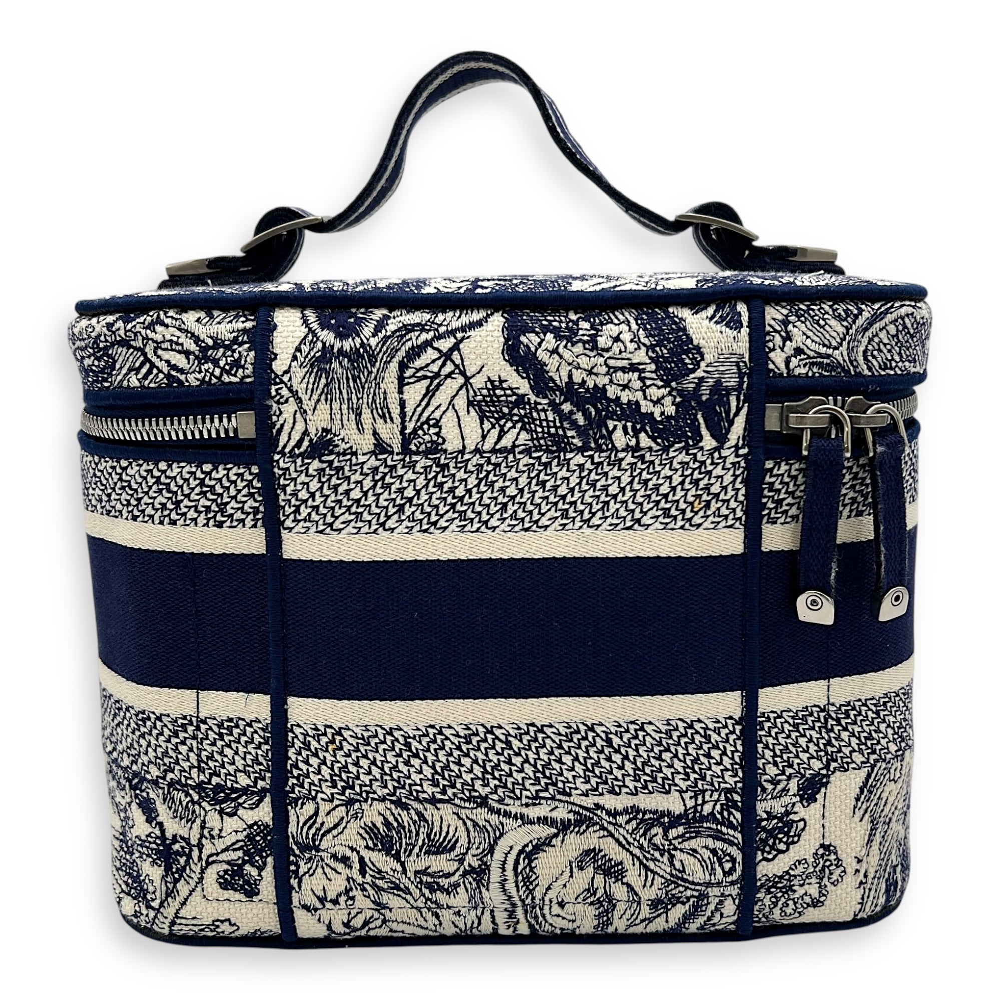 Vanity Top Handle Bag Blue in Jacquard, Gold hardware - Image 3