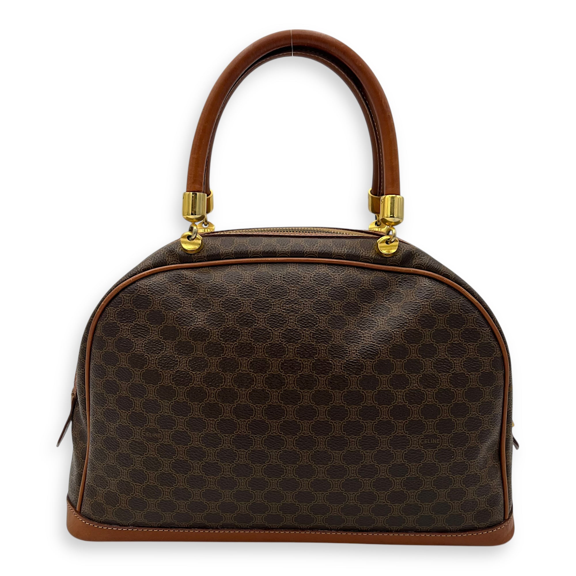 Macadam Top Handle Bag Brown in Coated Canvas, Gold hardware - Image 3