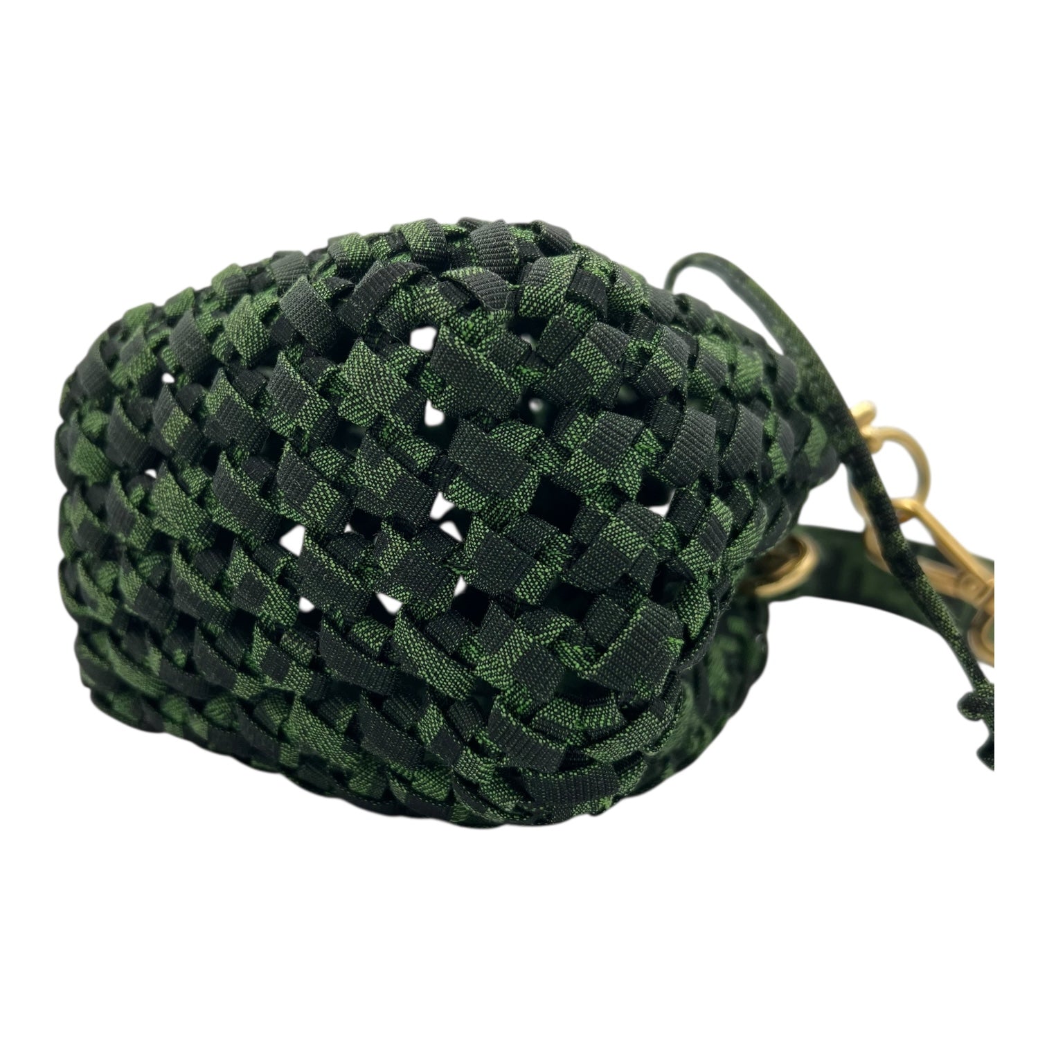 Mon Tresor Crossbody Bag Green in Canvas, Gold hardware - Image 10