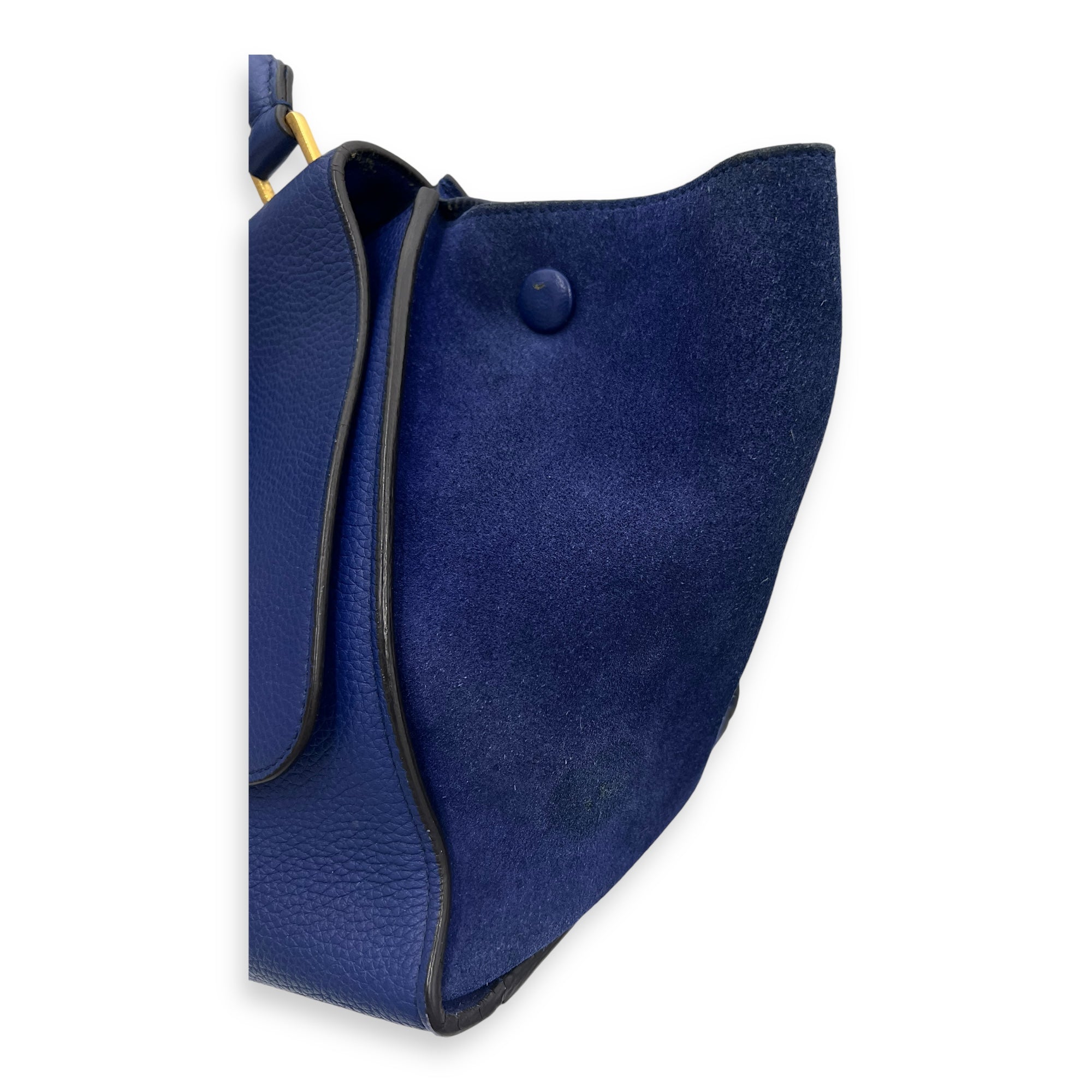 Trapeze Small Blue Shoulder Bag in Calfskin, Gold hardware - Image 12