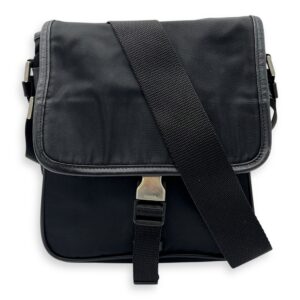 Logo Messenger Black in Nylon, Silver hardware