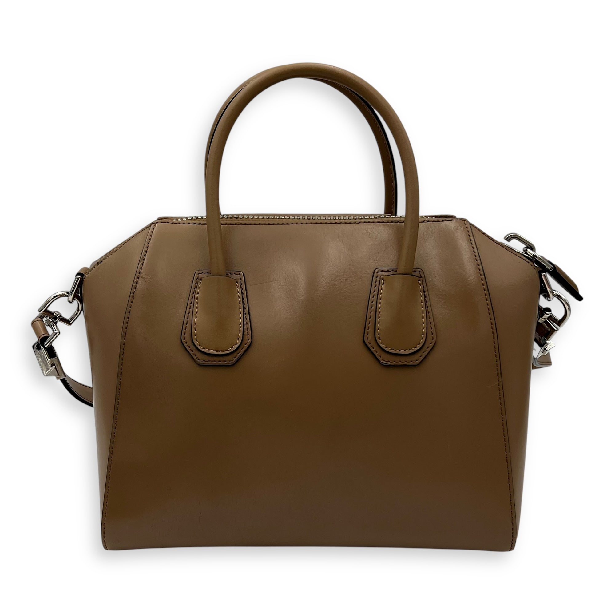 Antigona Beige Top Handle Bag in Calfskin, Silver hardware - Image 3