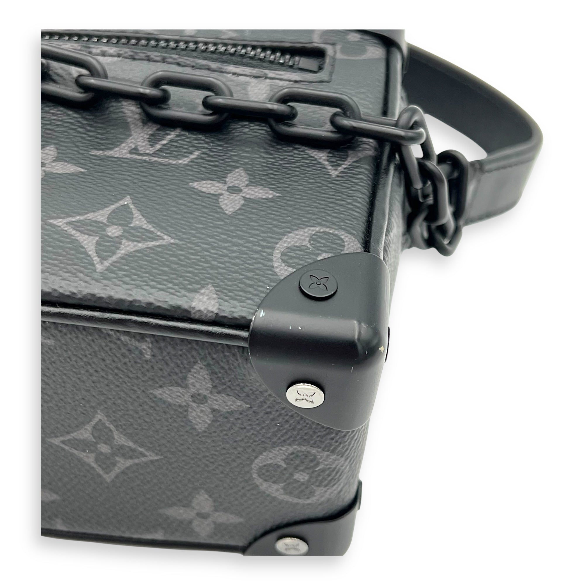 Soft Trunk Crossbody Bag Black in Monogram Coated Canvas, Lacquered Metal hardware - Image 12