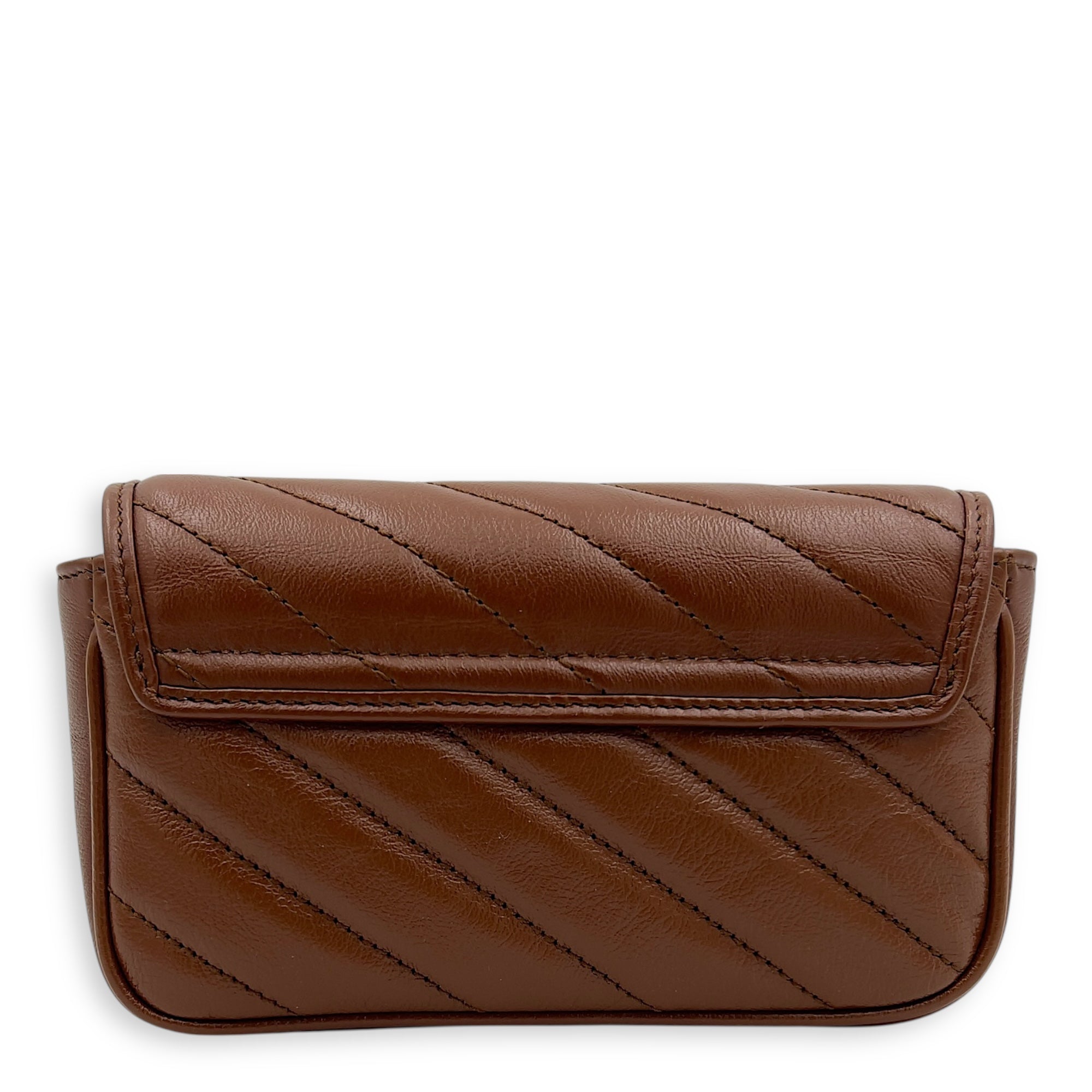 GG Marmont Shoulder Bag Brown in Calfskin, Gold hardware - Image 3
