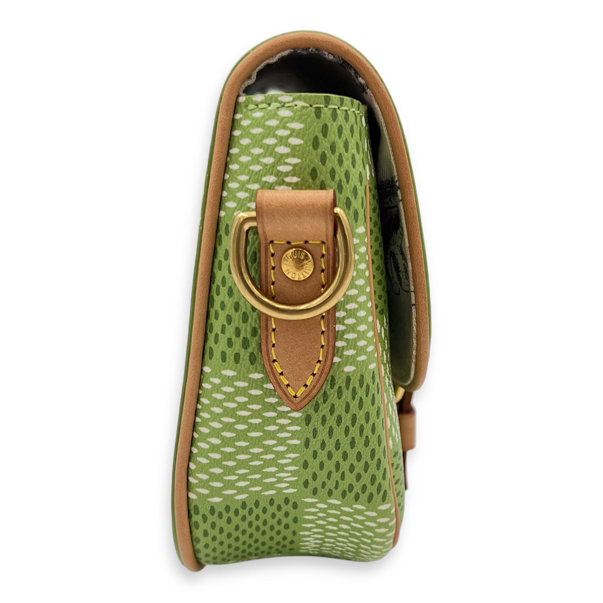 Montsouris Crossbody Bag Green in Coated Canvas, Gold hardware - Image 4