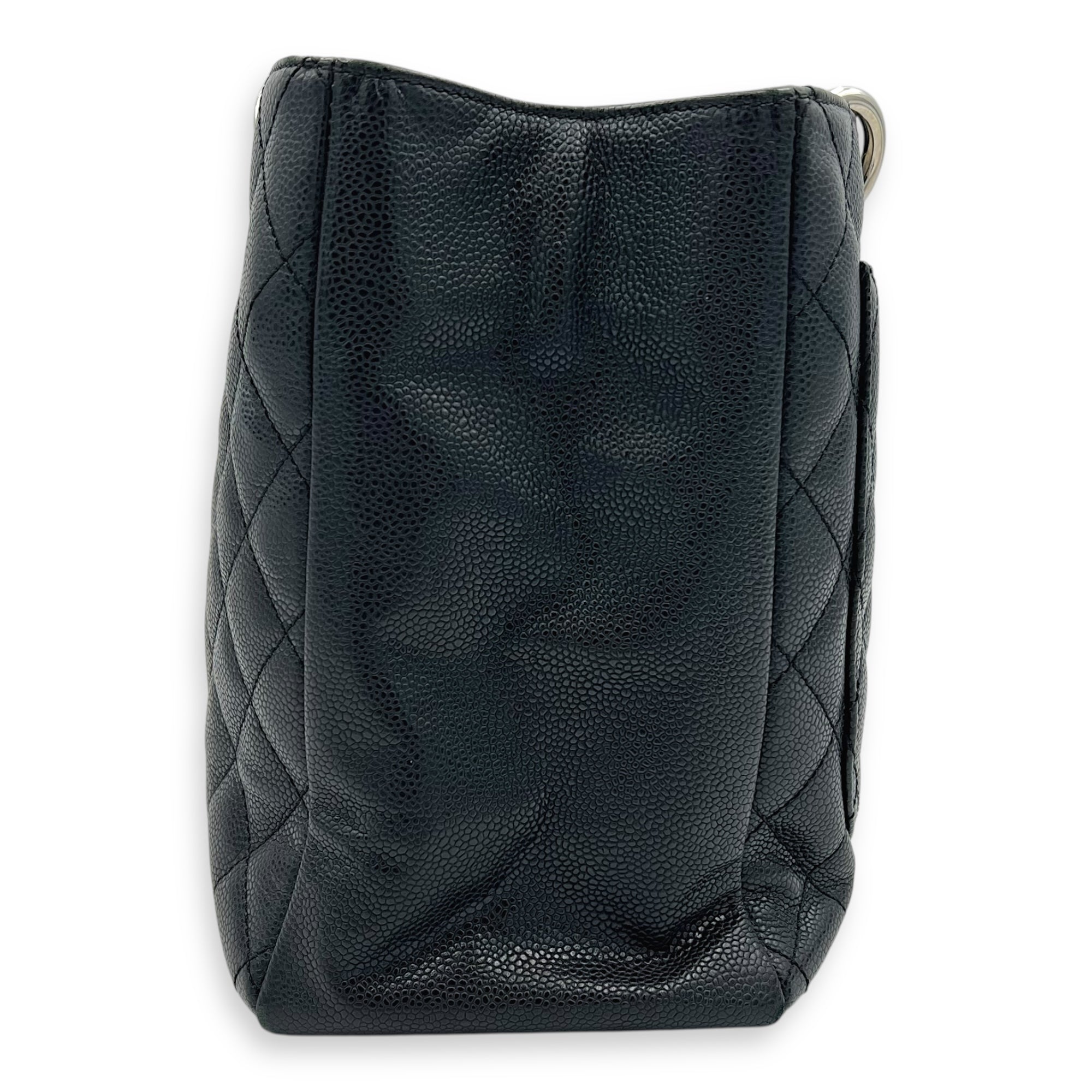 GST Tote Bag Black in Caviar Leather, Silver hardware - Image 4