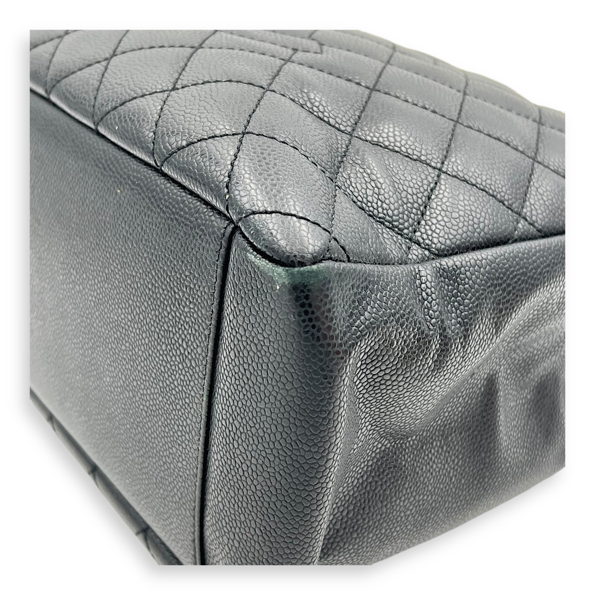 GST Tote Bag Black in Caviar Leather, Silver hardware - Image 8