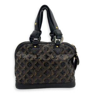 Alma Top Handle Bag Brown in Leather and sequins, Gold hardware
