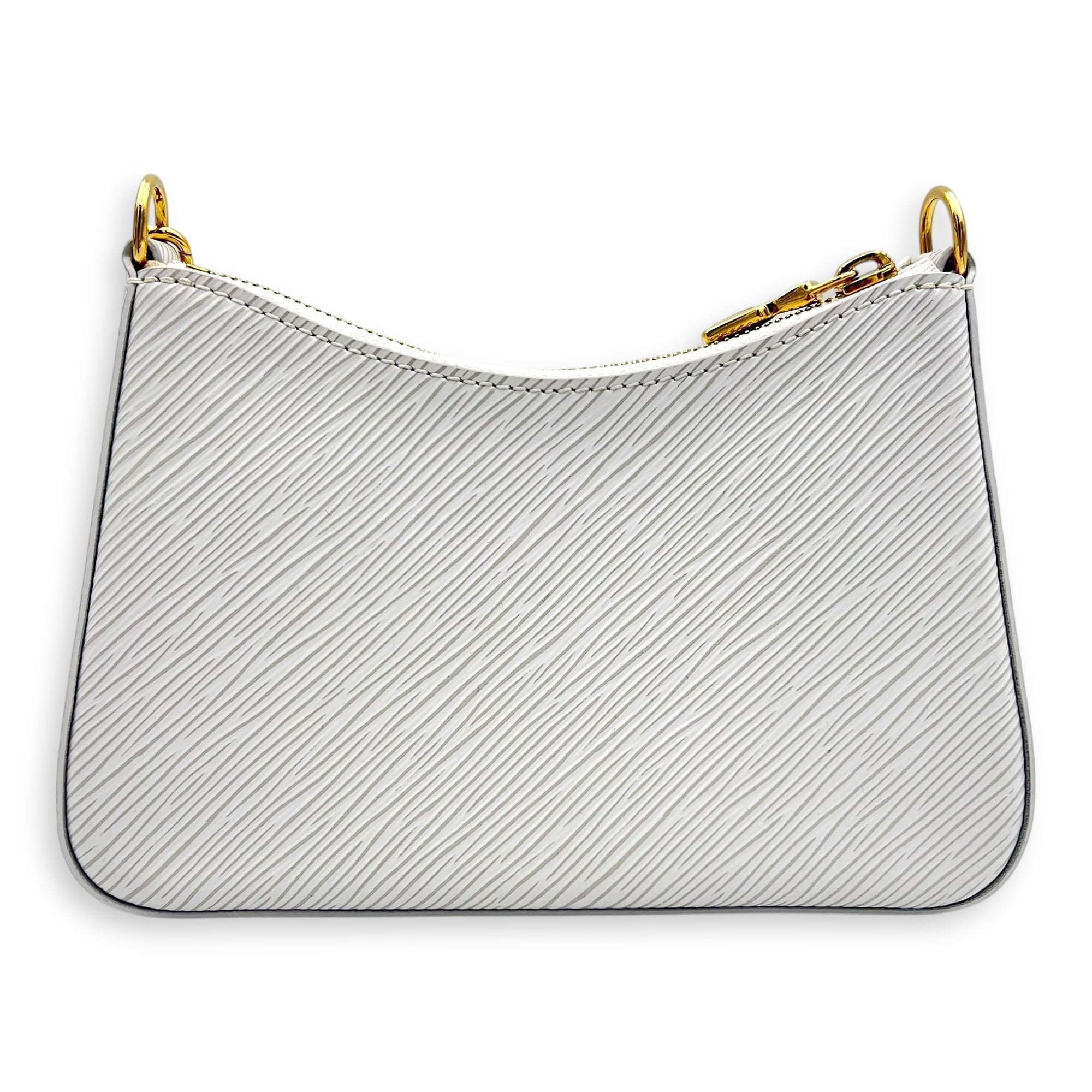 Marellini Shoulder Bag White in Epi Leather, Gold hardware - Image 3