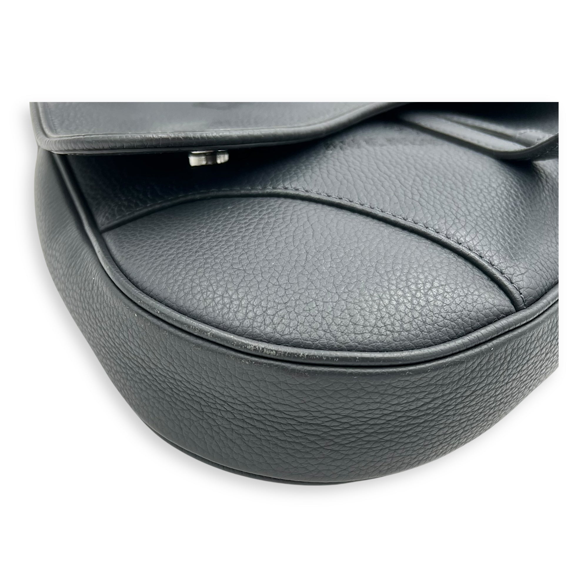 Saddle Crossbody Bag Black in Calfskin, Silver hardware - Image 7