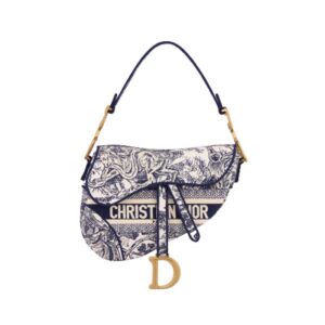Saddle Bag Blue Toile de Jouy Embroidery