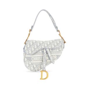 Saddle Bag Gray Dior Oblique Embroidery