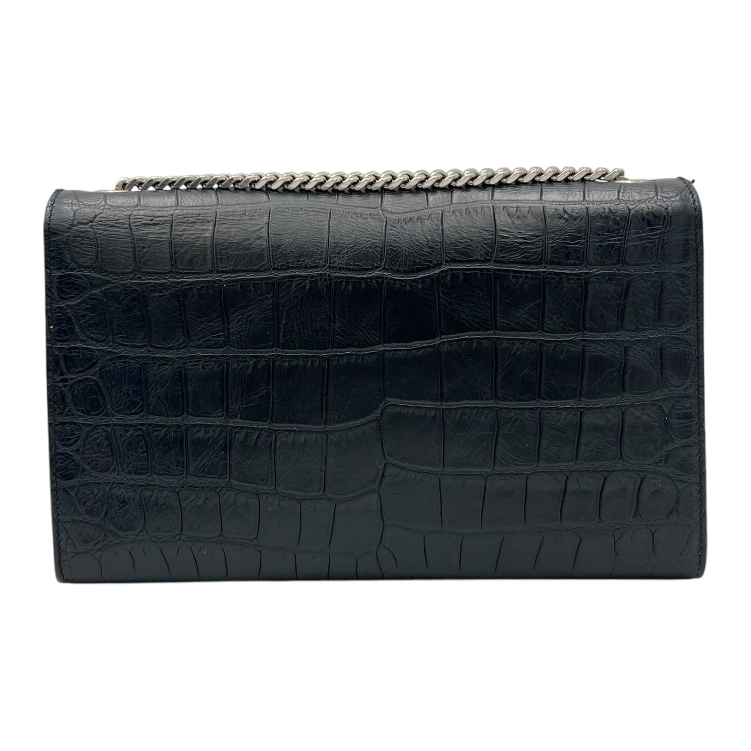 Kate Crossbody Bag Black in Crocodile Embossed Calfskin, Silver hardware - Image 3