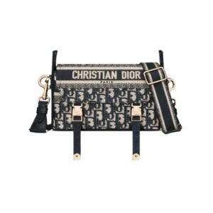 Small DiorCamp Bag Blue Dior Oblique Embroidery - DB008