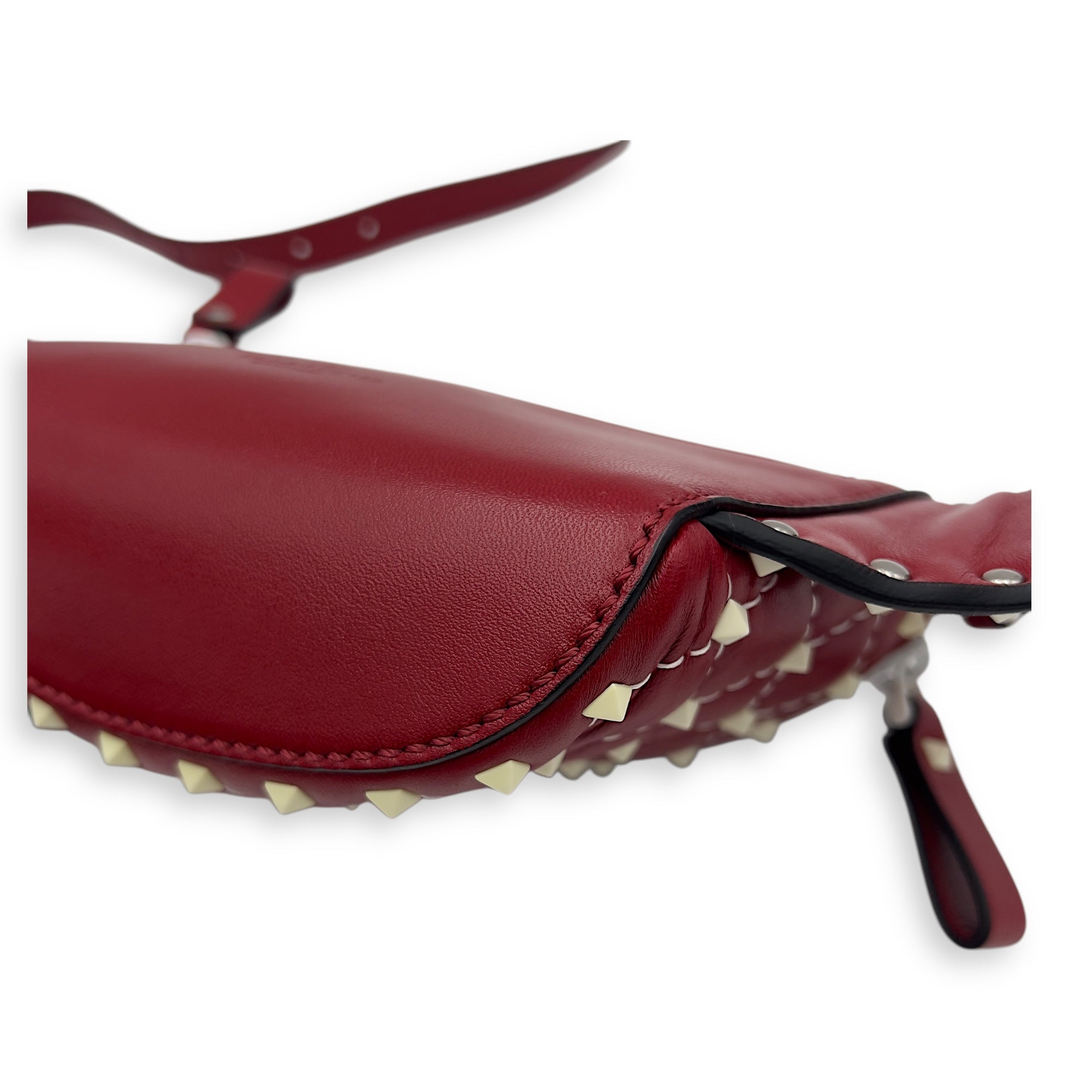 Rockstud Belt Bag Red in Calfskin, Lacquered Metal hardware - Image 11