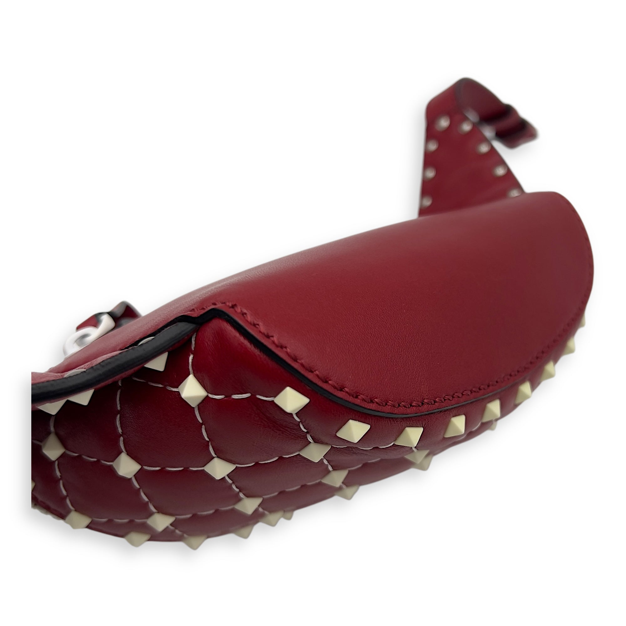Rockstud Belt Bag Red in Calfskin, Lacquered Metal hardware - Image 12