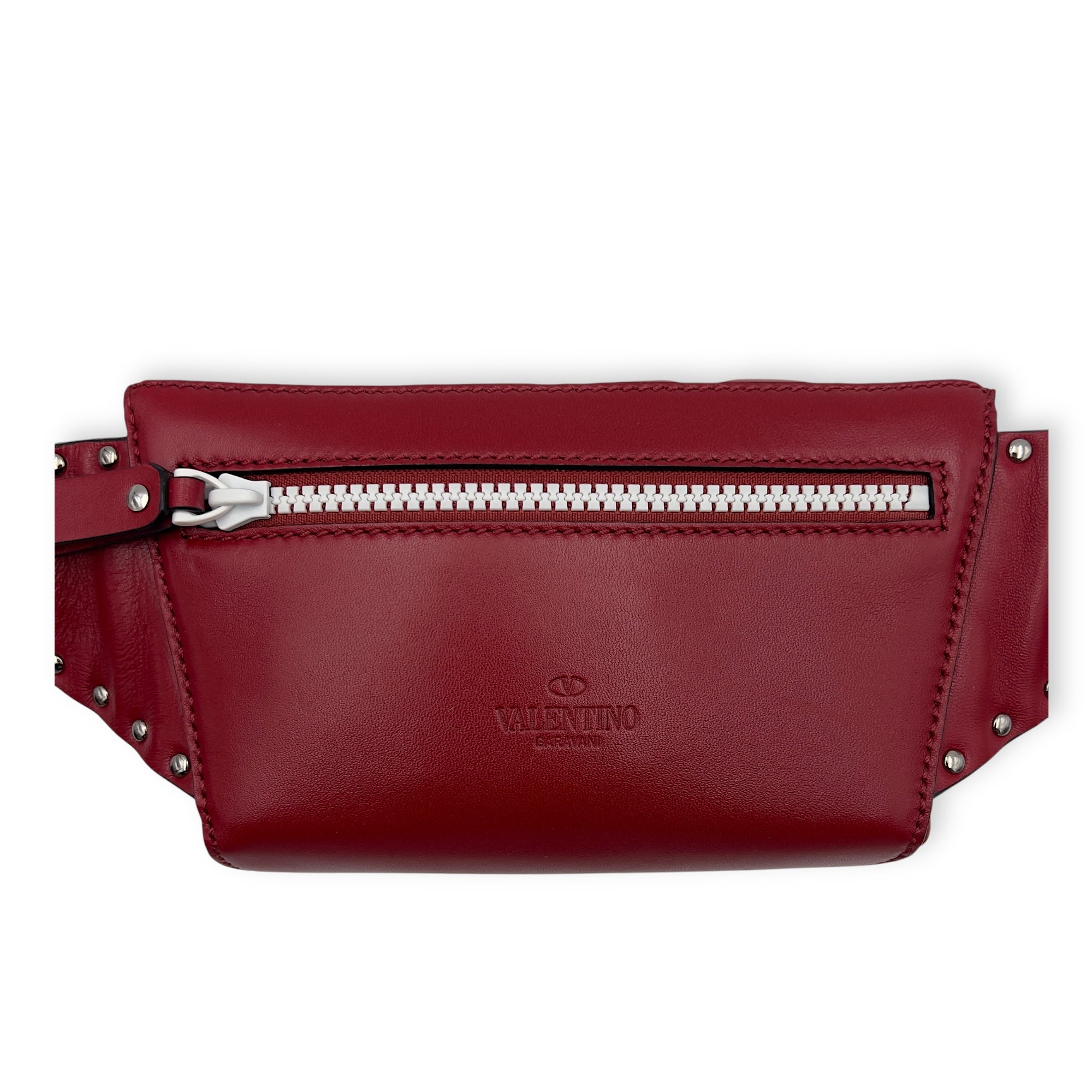 Rockstud Belt Bag Red in Calfskin, Lacquered Metal hardware - Image 3