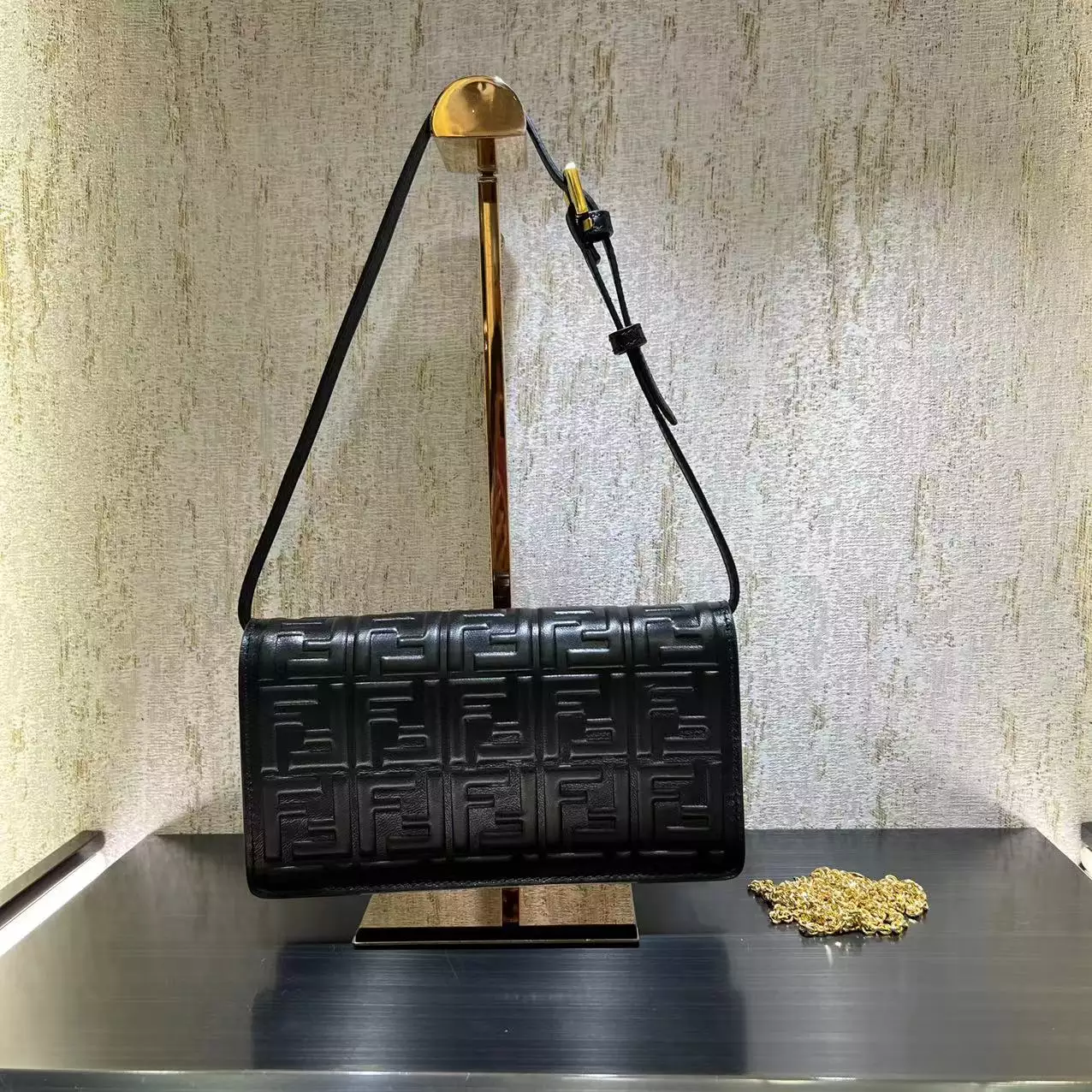 Wallet On Chain Baguette Black Nappa Leather - Repbags.ru - Image 10