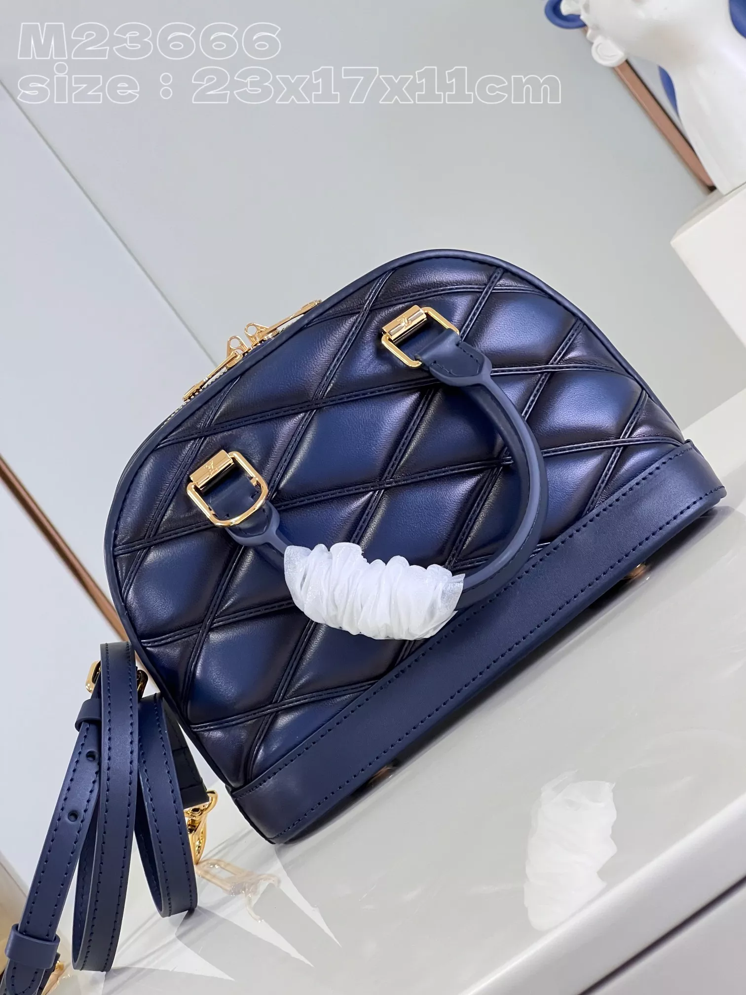 LV Quilted Alma BB Top-Handle Bag Bleu Marine - ReplicaBags.is - Image 4