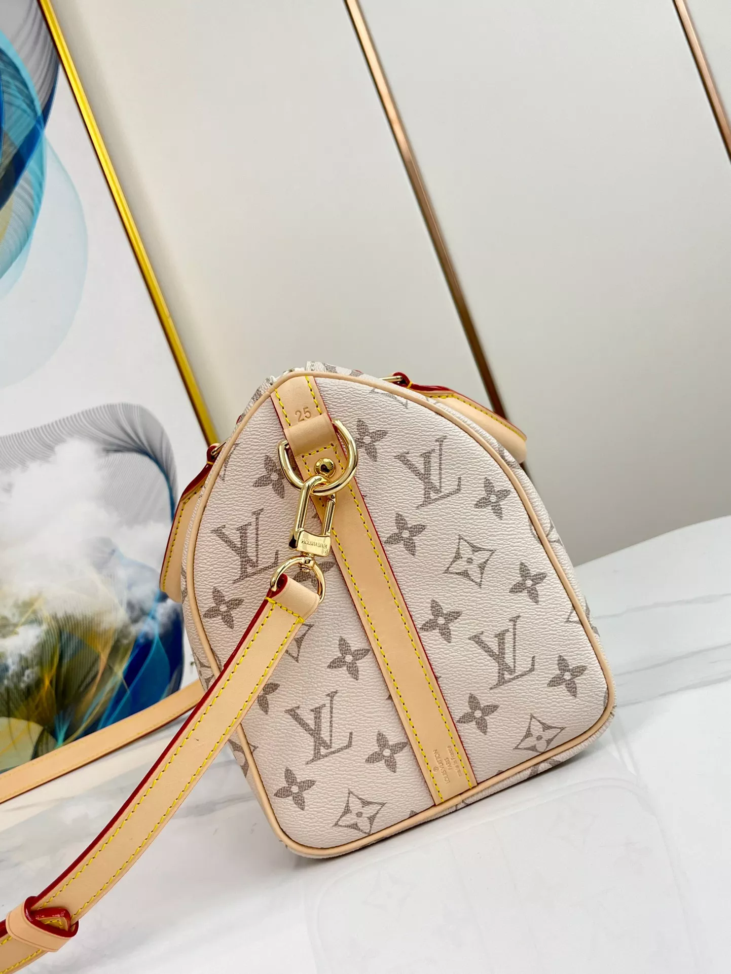 Louis Vuitton Speedy Bandouliere 25 Beige/Ocher - ReplicaBags.is - Image 9