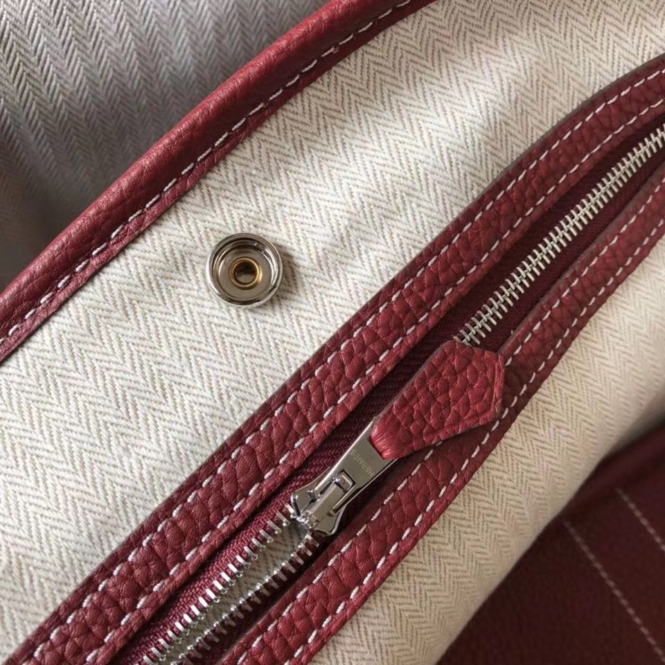 Hermes Garden Party 30 Bag In Bordeaux Taurillon Leather - Image 8