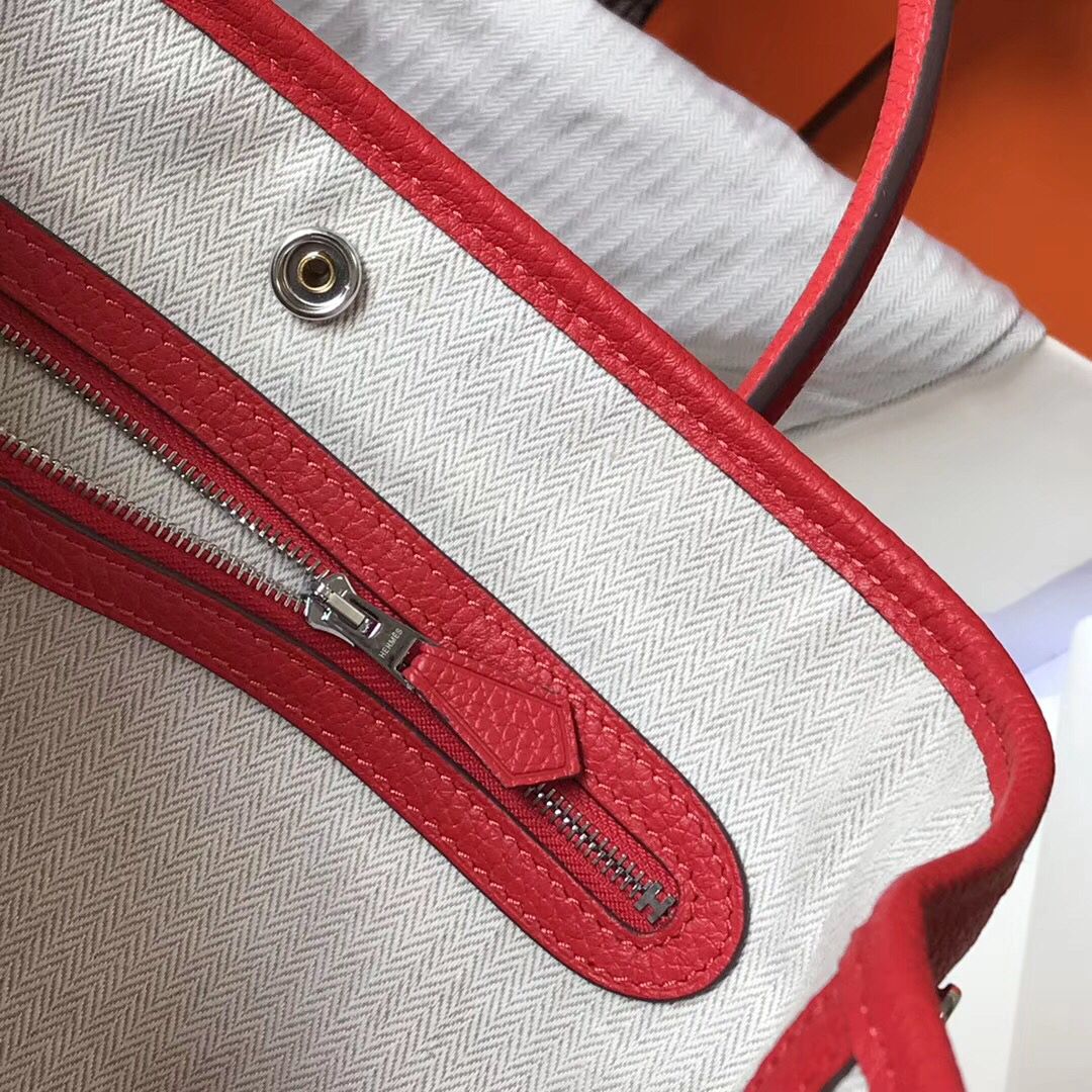 Hermes Garden Party 30 Bag In Red Taurillon Leather - Image 7
