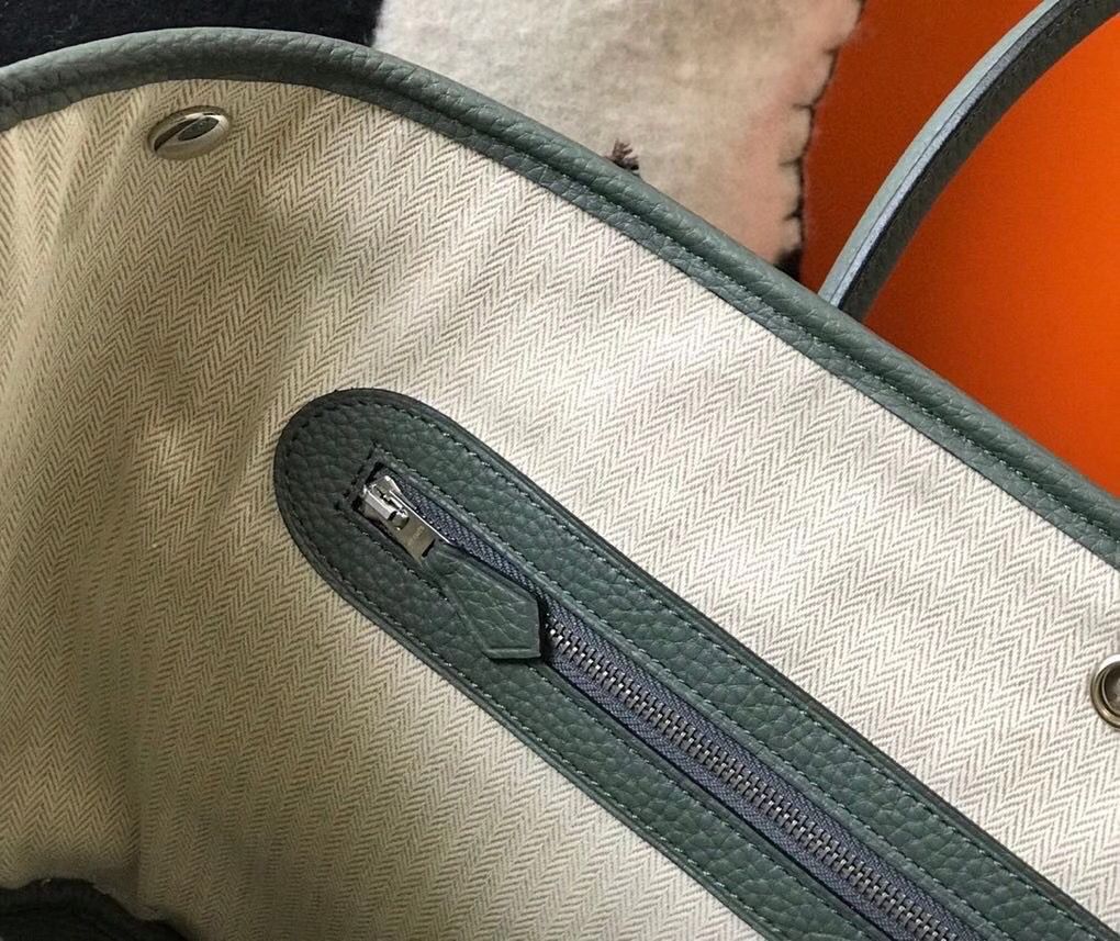 Hermes Garden Party 36 Bag In Vert Amande Clemence Leather - Image 8