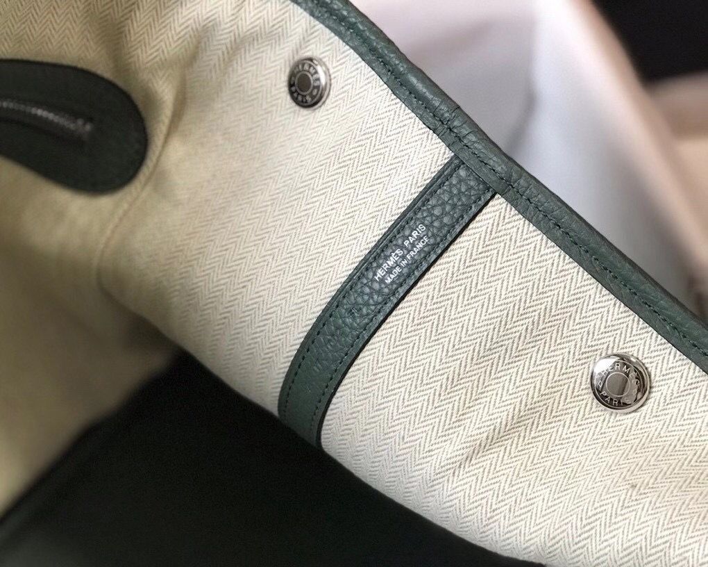 Hermes Garden Party 36 Bag In Vert Amande Clemence Leather - Image 9