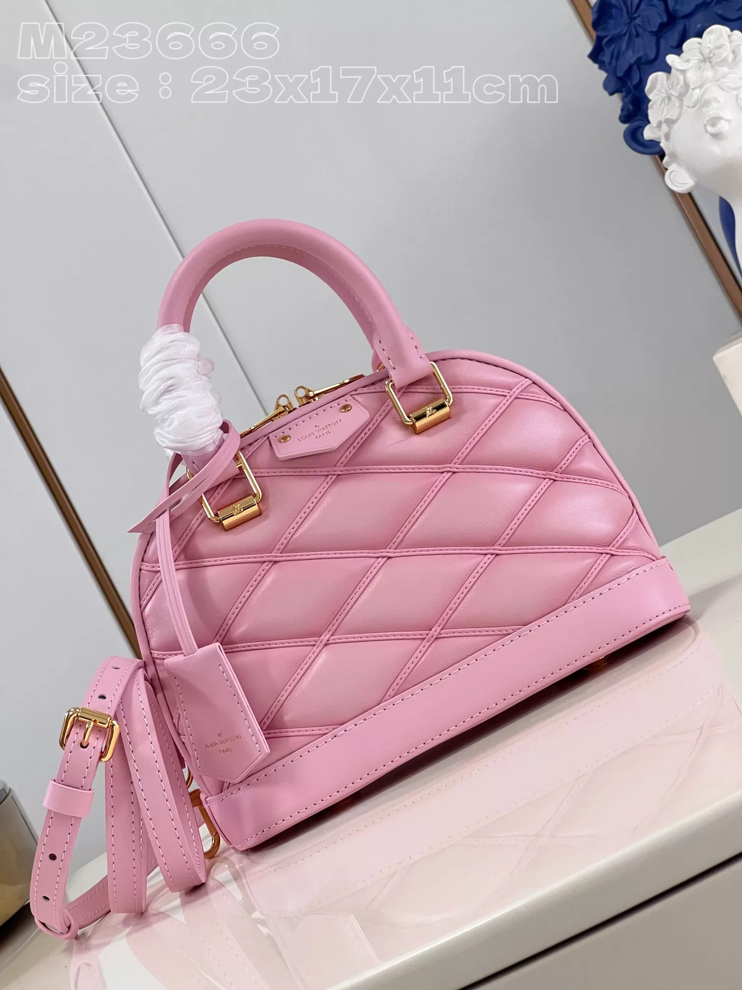 LV Quilted Alma BB Top-Handle Bag Rosabella Pink - Image 3