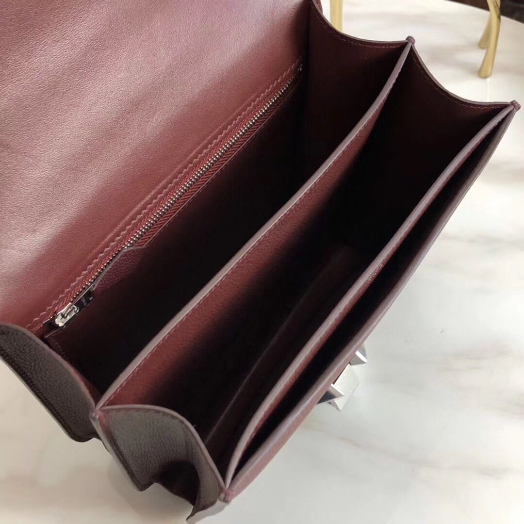 Hermes 2002 20cm Bag In Bordeaux Evercolor Calfskin - Image 9