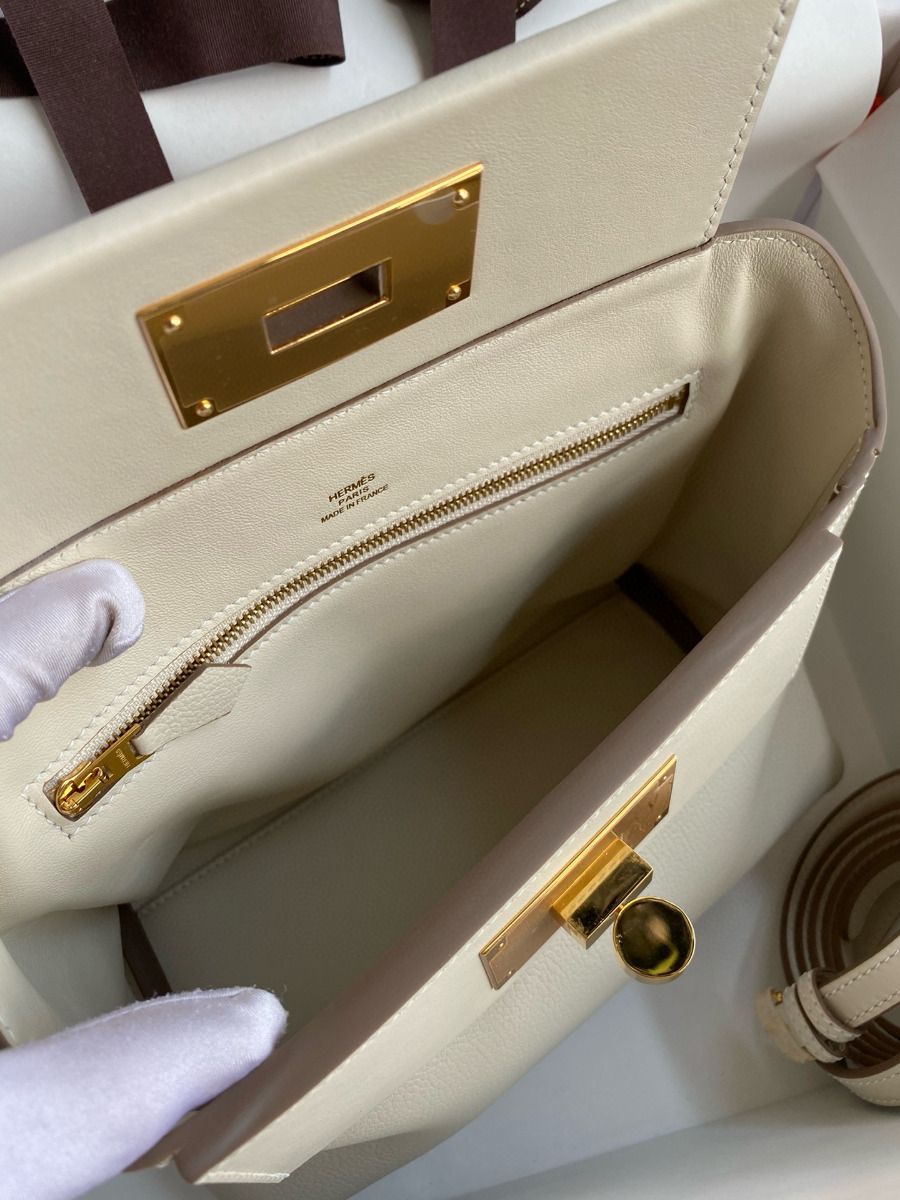 Hermes 24/24 Mini 21 Handmade Bag in Craie Evercolor Leather - Image 8